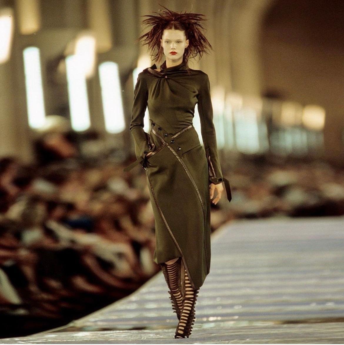 2000 Christian Dior by John Galliano Ivory Crepe Cut-Out Asymmetric Draped Dress 5