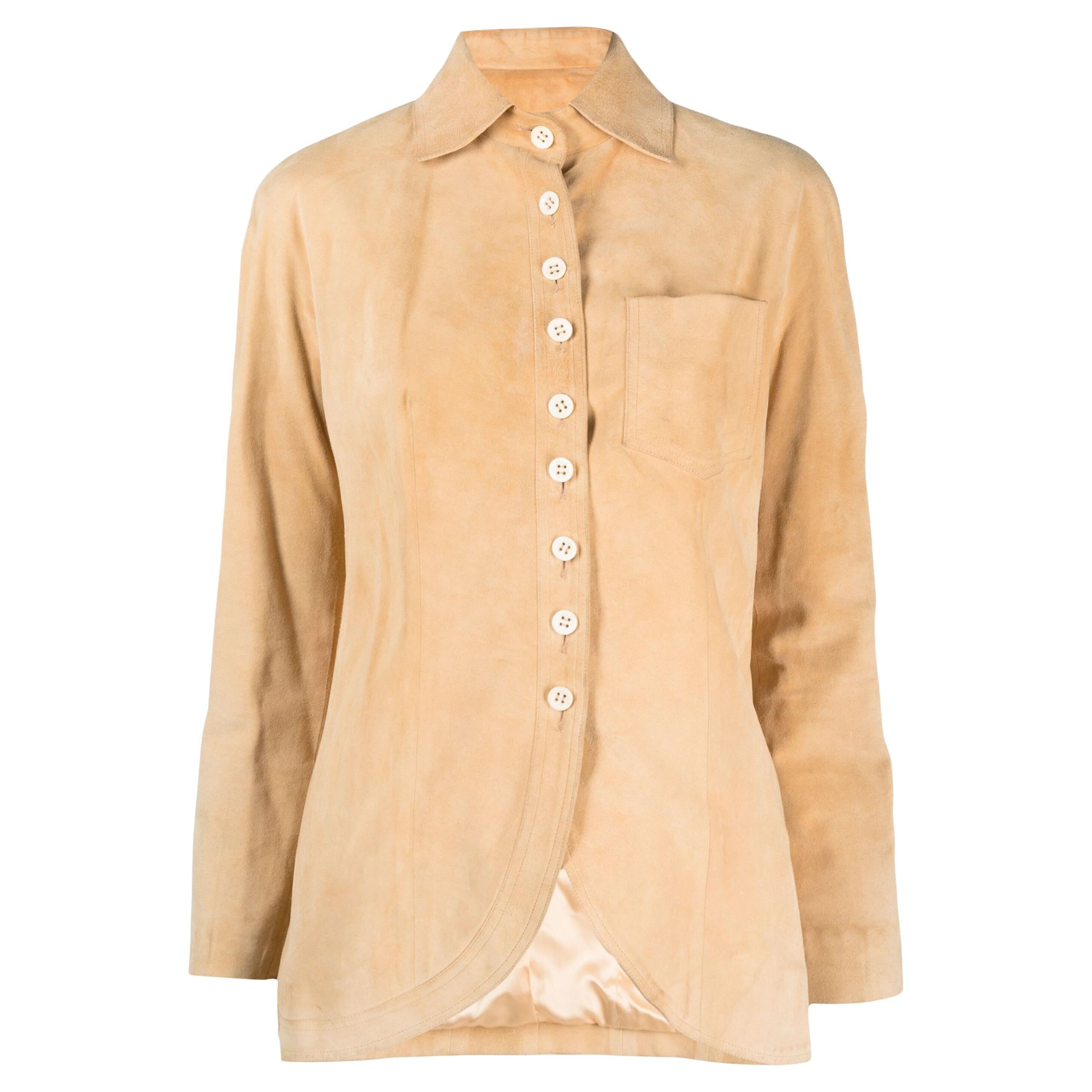 2000 Christian Dior & John Galliano suede shirt For Sale