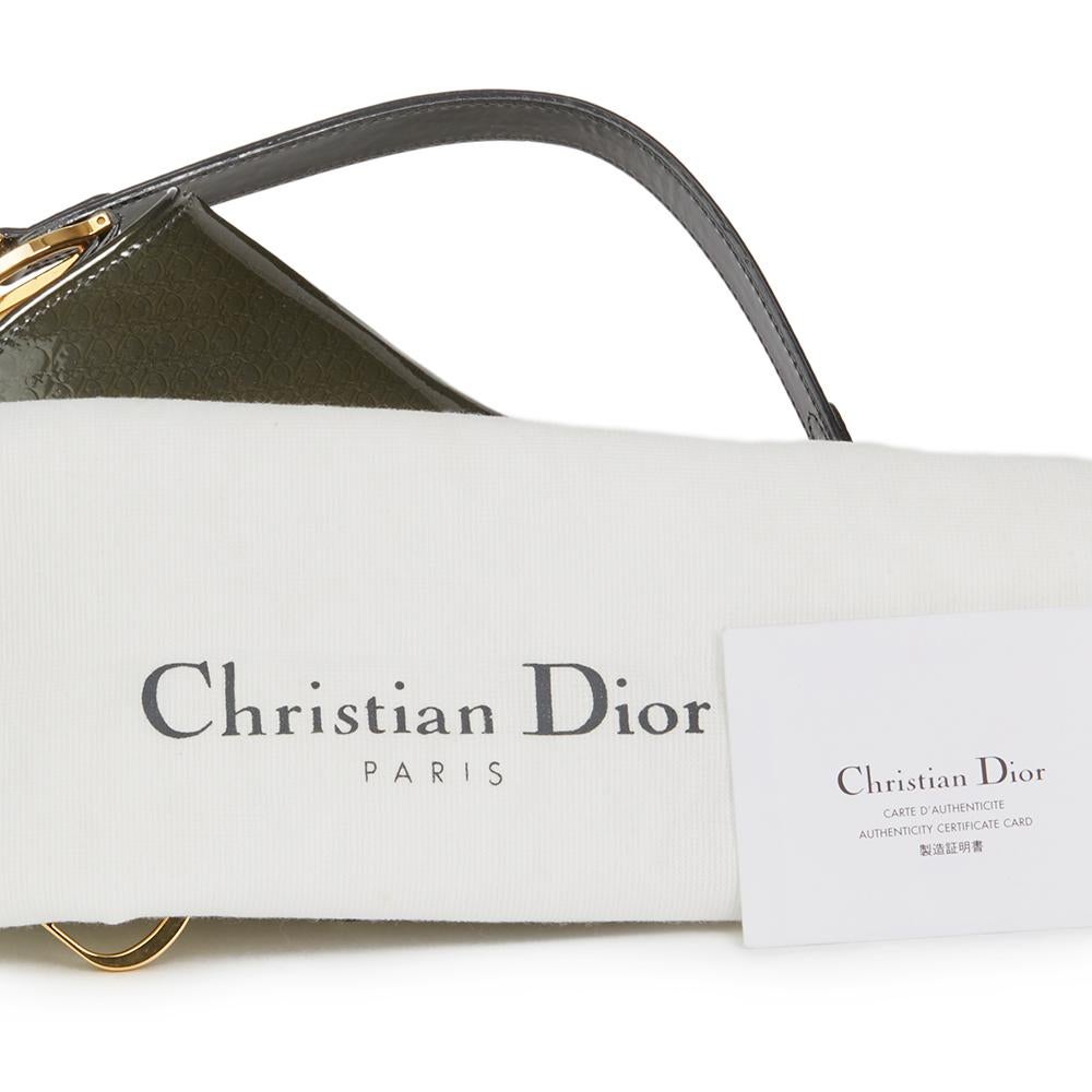 2000 Christian Dior Olivgrünes Monogramm Lackleder Mini-Satteltasche 5