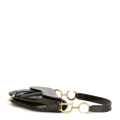 2000 Christian Dior Olive Green Monogram Patent Leather Mini Saddle Bag