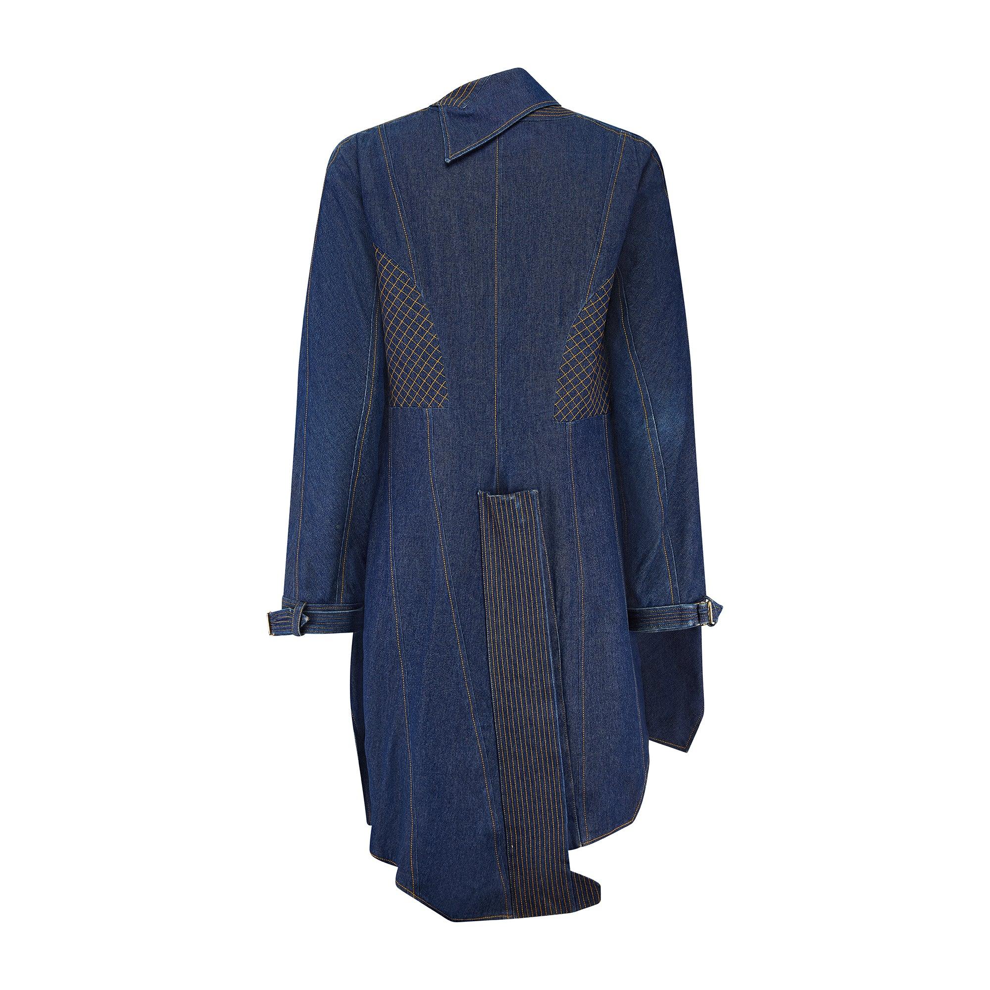 Black 2000 Christian Dior Waterfall Denim Coat For Sale