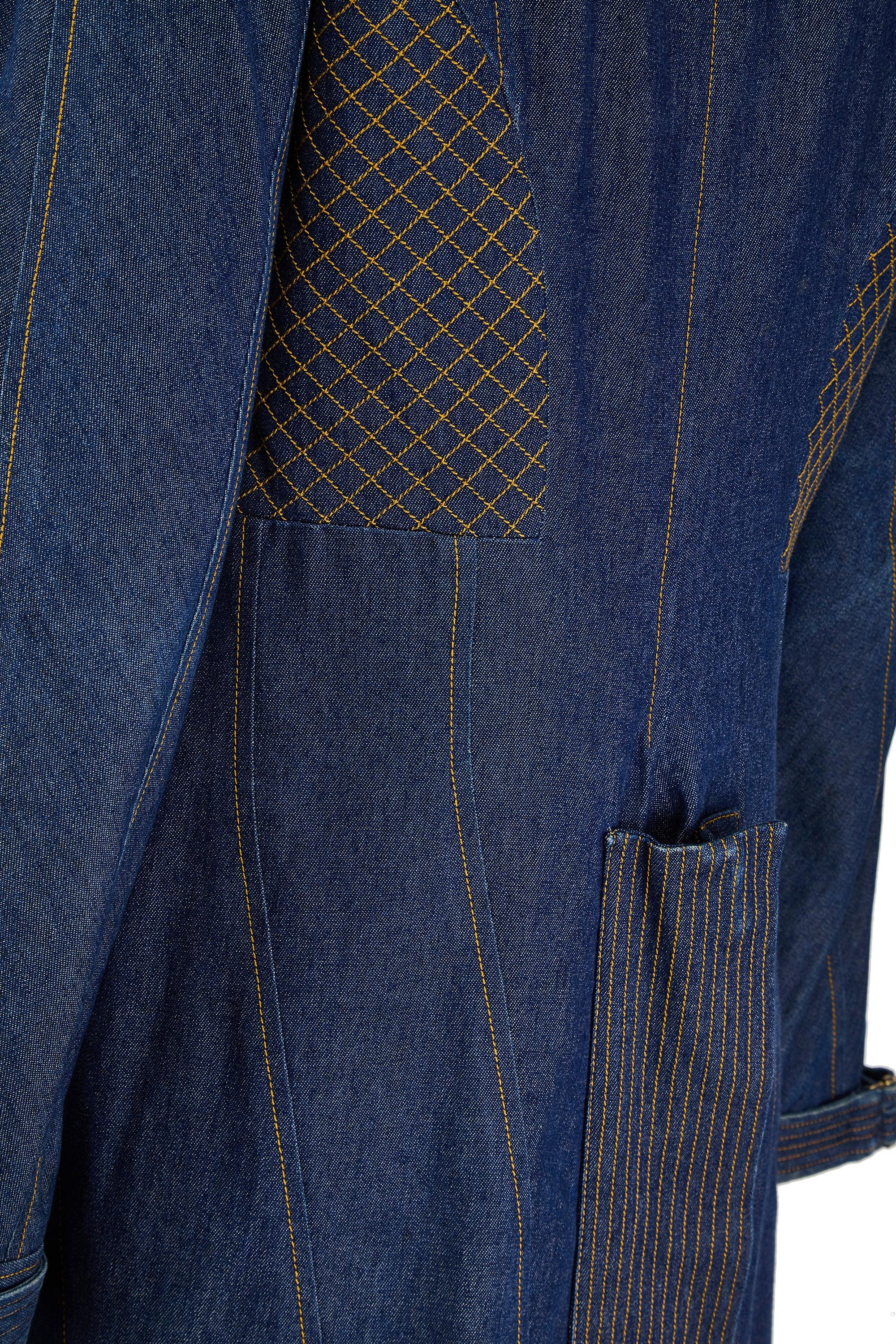 2000 Christian Dior Waterfall Denim Coat In Excellent Condition For Sale In London, GB