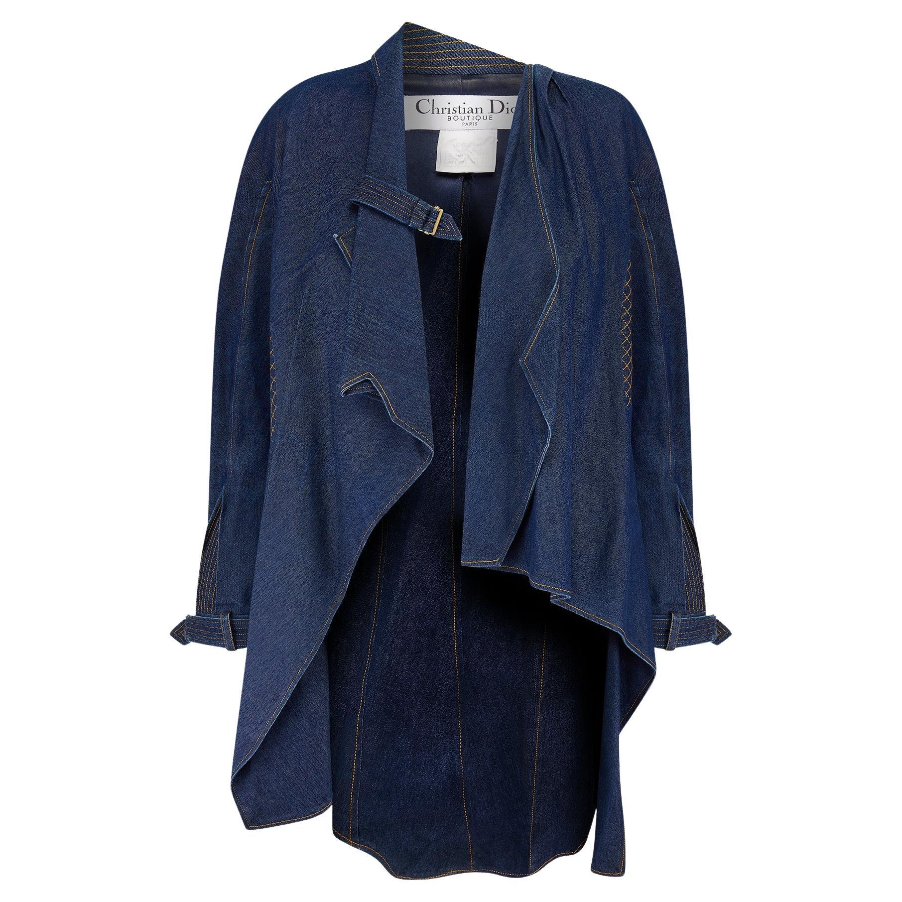 2000 Christian Dior Waterfall Denim Coat For Sale