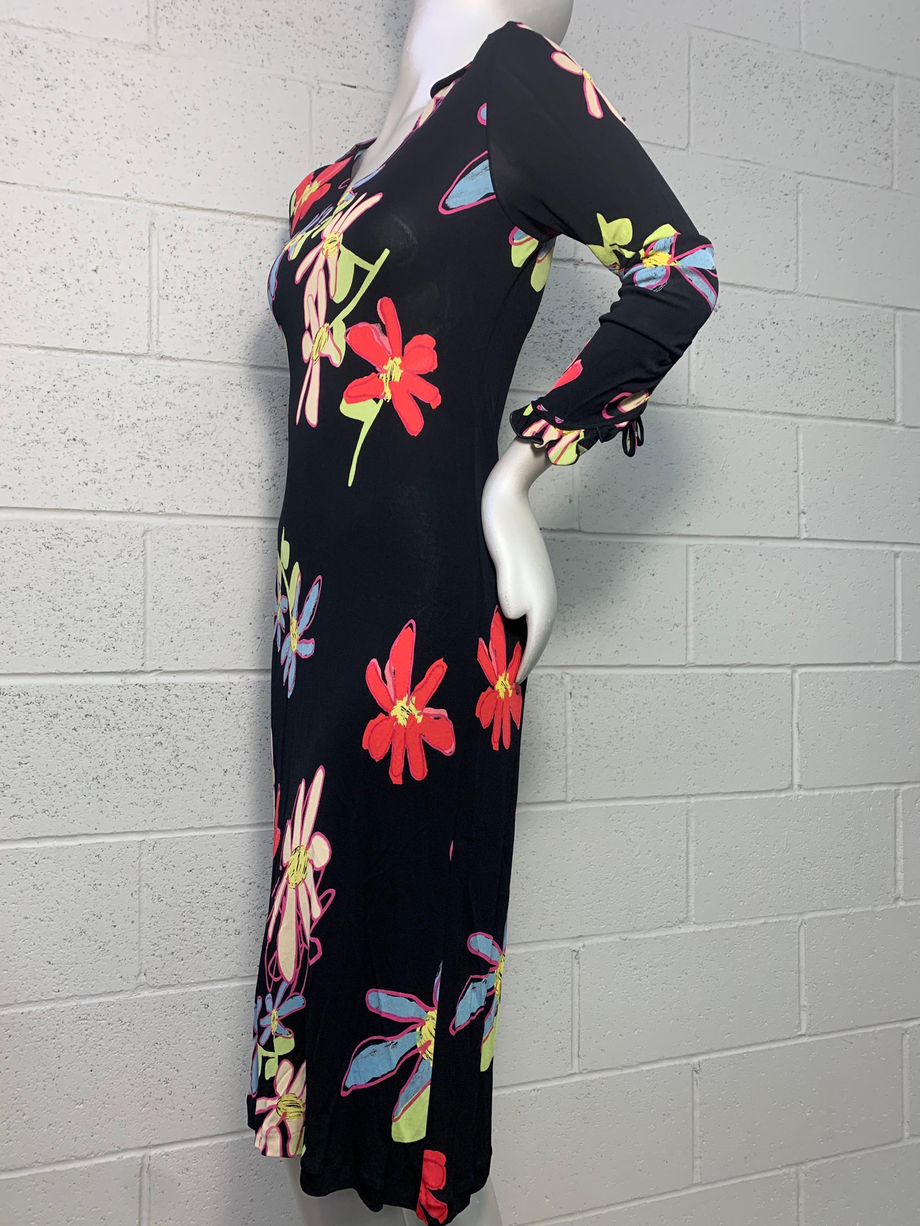 2000 Christian Lacroix Bias Cut 1930s-Inspired Rayon Jersey Floral Print Dress For Sale 2