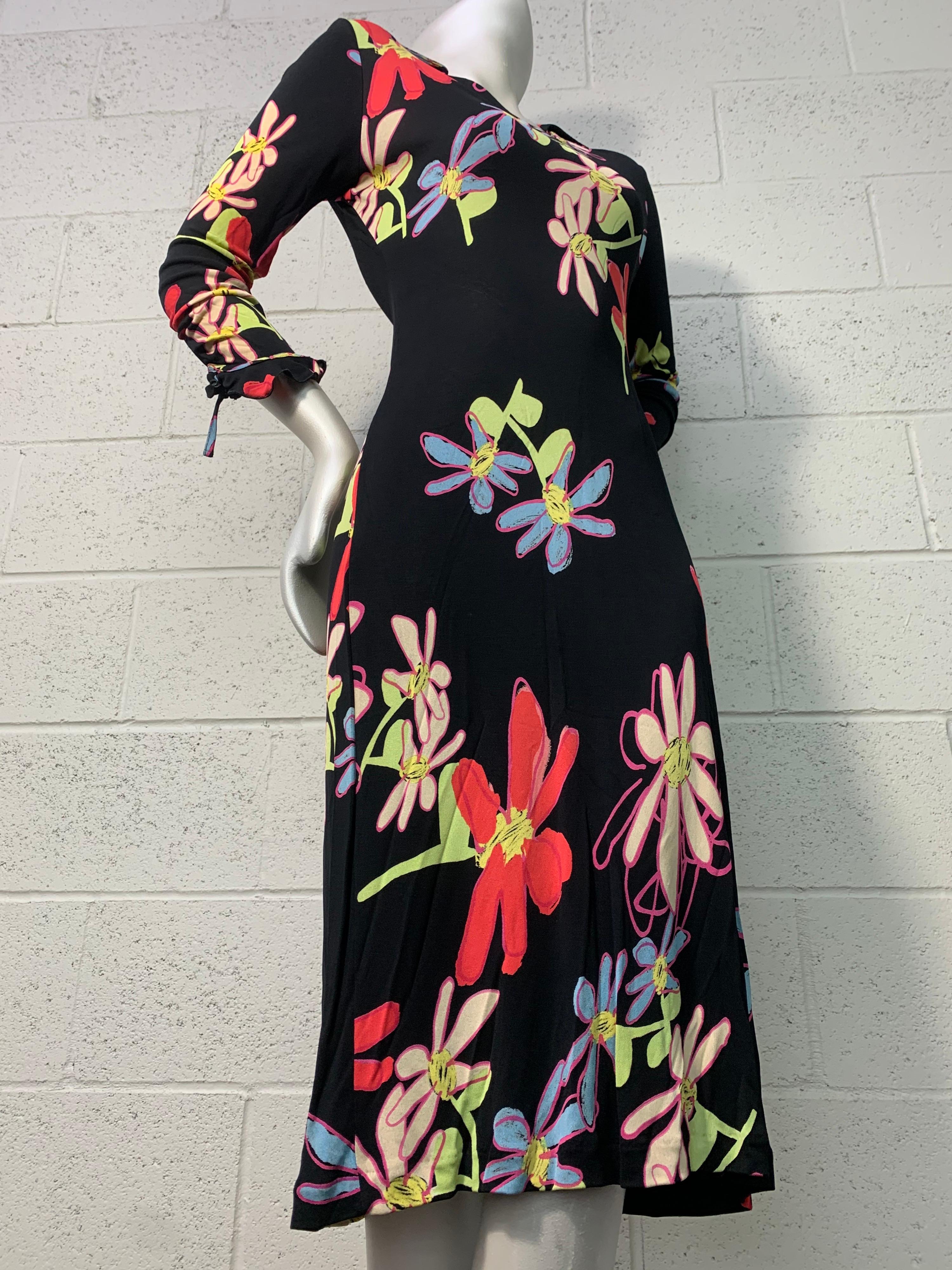 2000 Christian Lacroix Schrägschnitt 1930er-inspiriertes Kleid aus Viskosejersey mit Blumendruck im Zustand „Hervorragend“ im Angebot in Gresham, OR