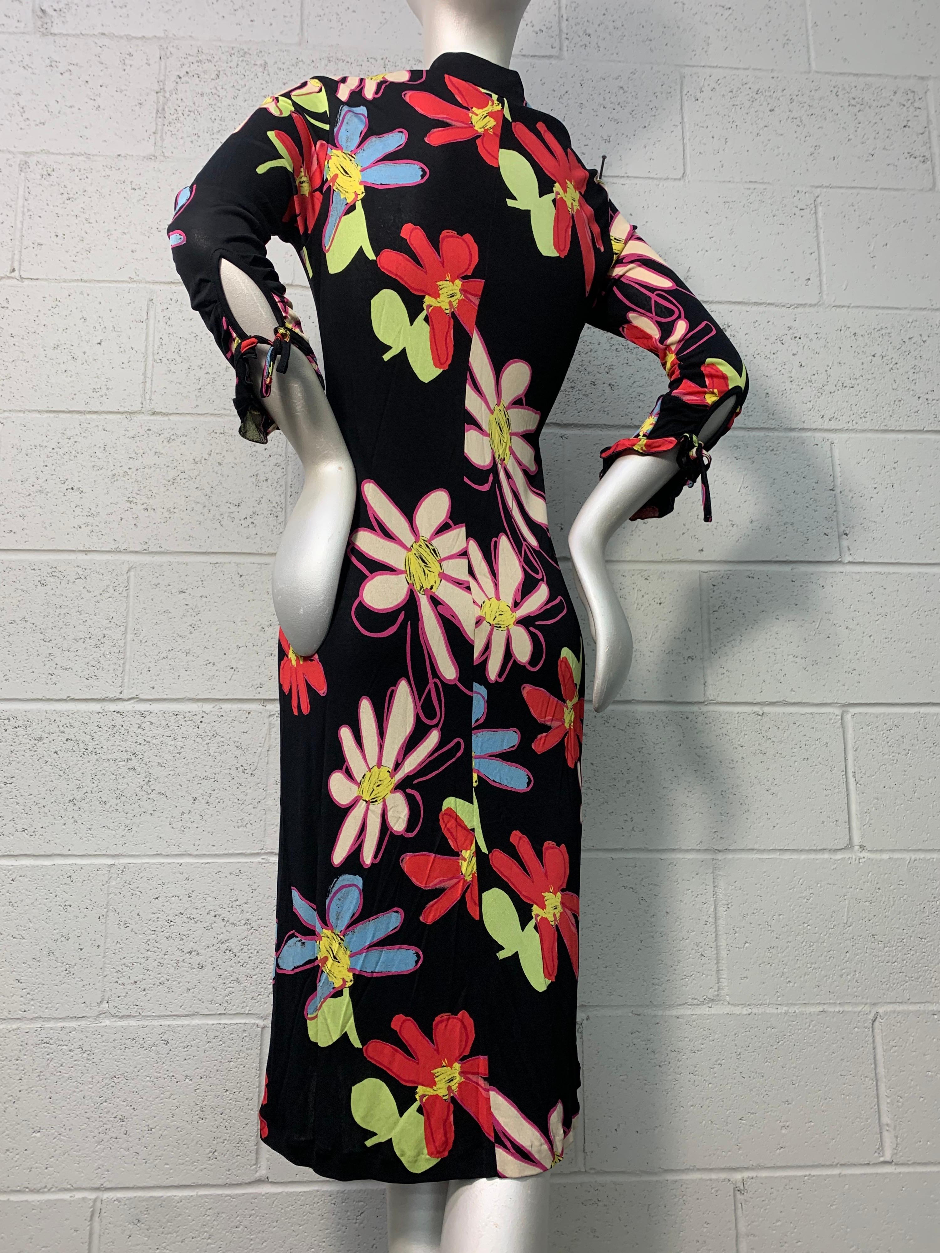 Black 2000 Christian Lacroix Bias Cut 1930s-Inspired Rayon Jersey Floral Print Dress For Sale