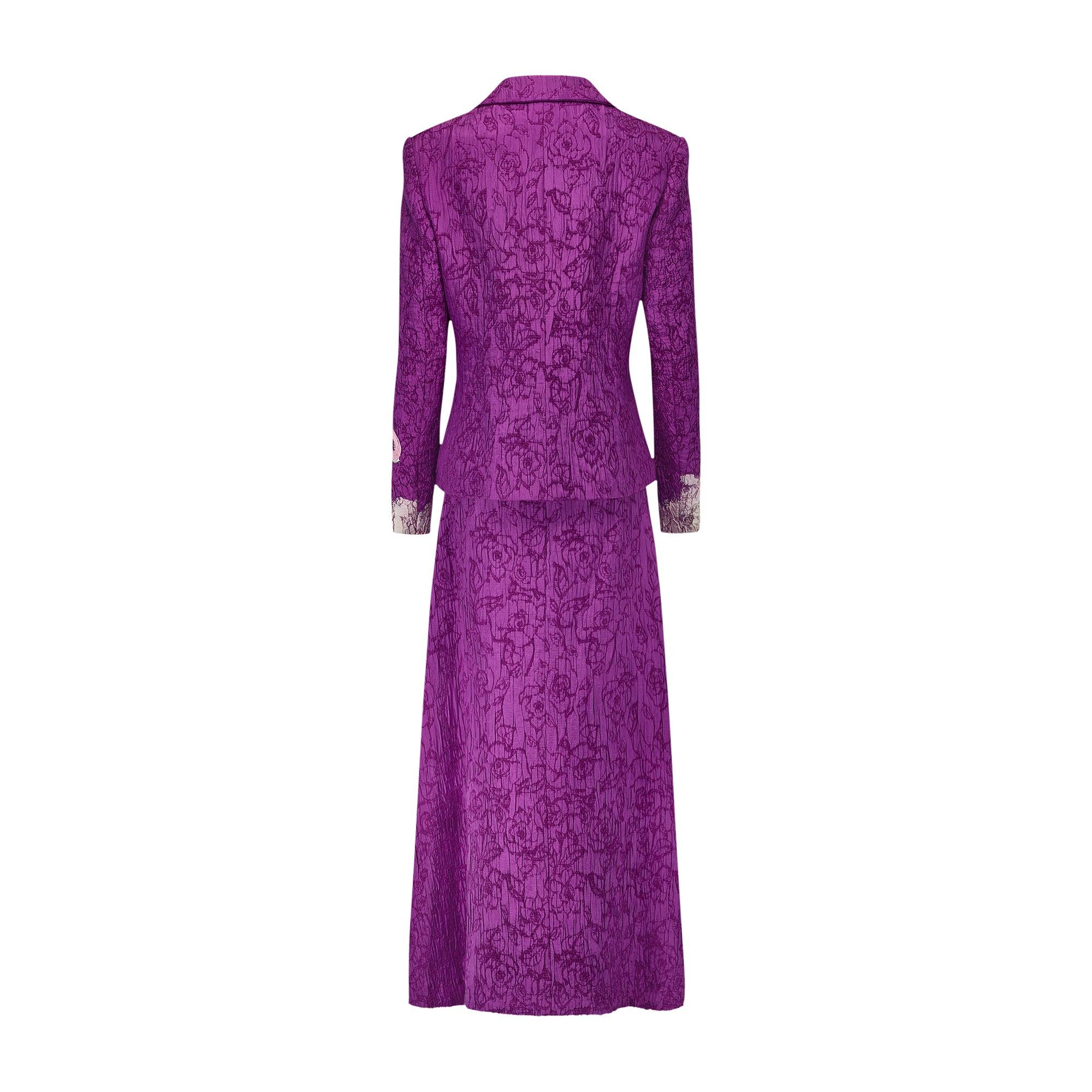 2000 Christian Lacroix Couture Purple Textured Skirt Suit In Excellent Condition For Sale In London, GB