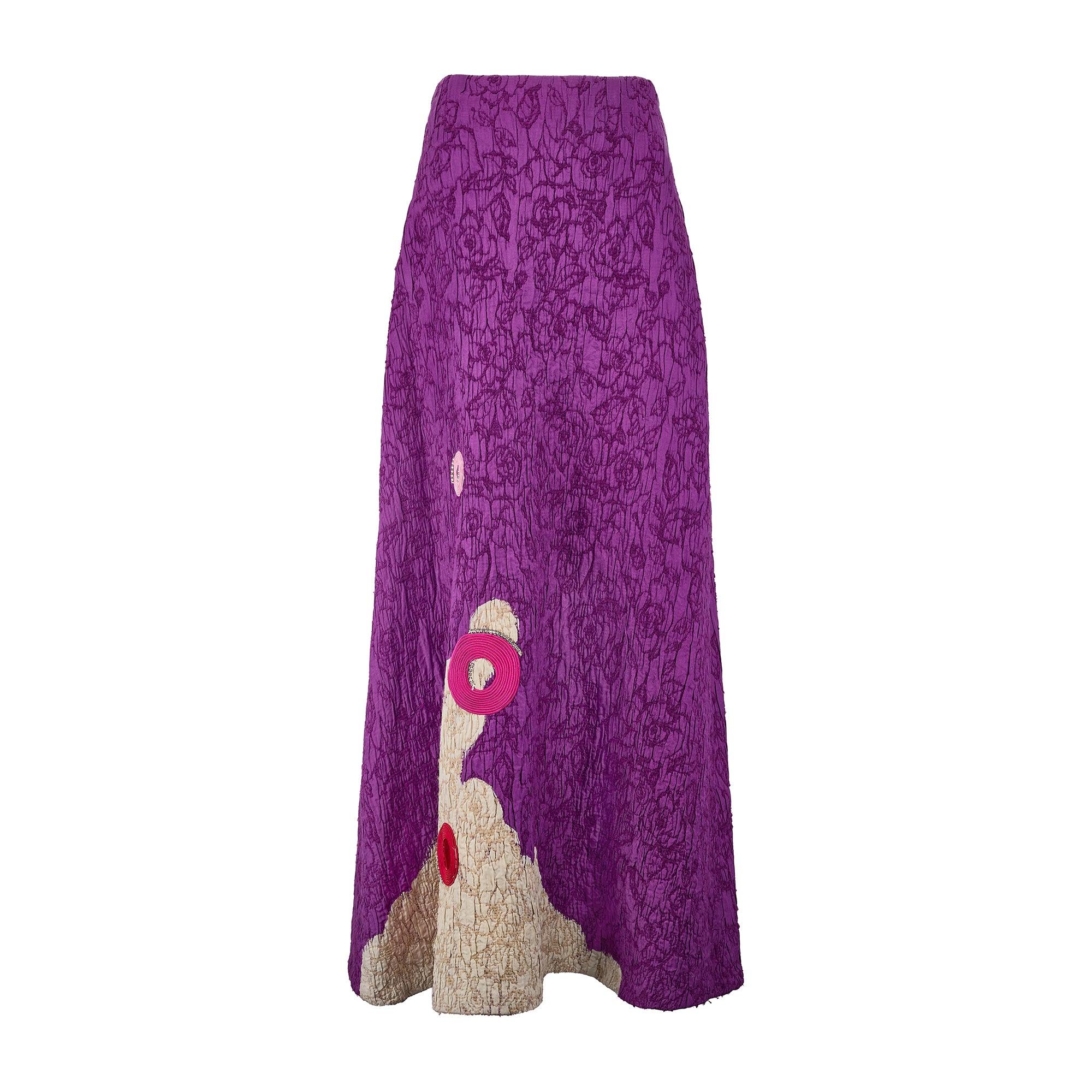 Women's 2000 Christian Lacroix Couture Purple Textured Skirt Suit For Sale