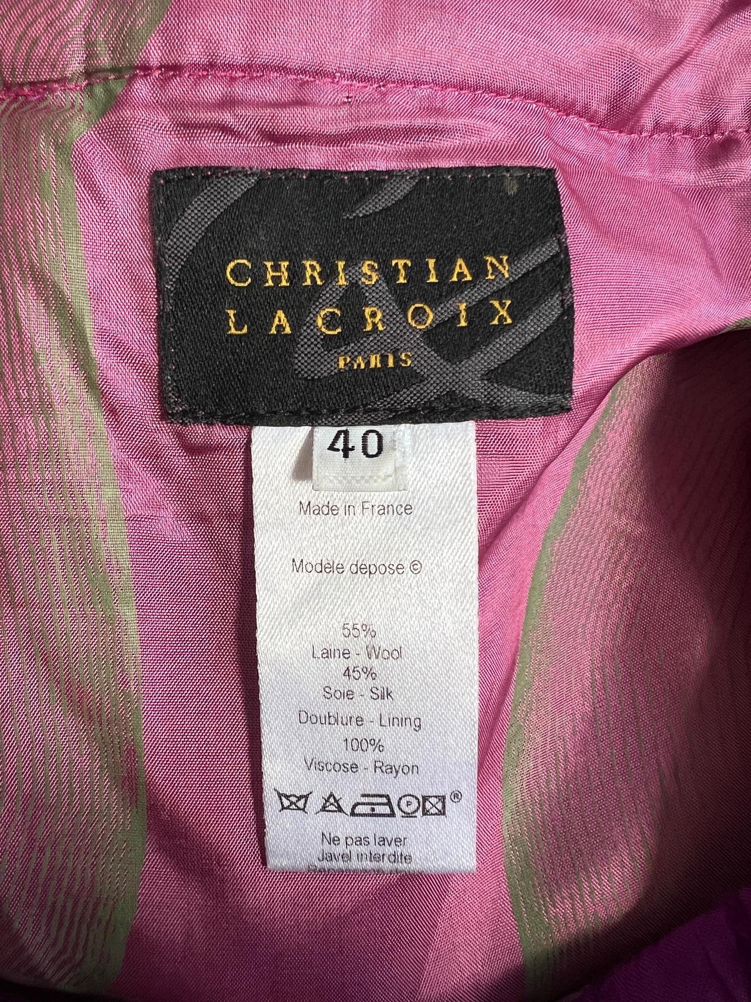 2000 Christian Lacroix Couture Purple Textured Skirt Suit For Sale 4