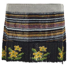 2000 Dolce & Gabbana Runway Beaded Tassel Mini Skirt