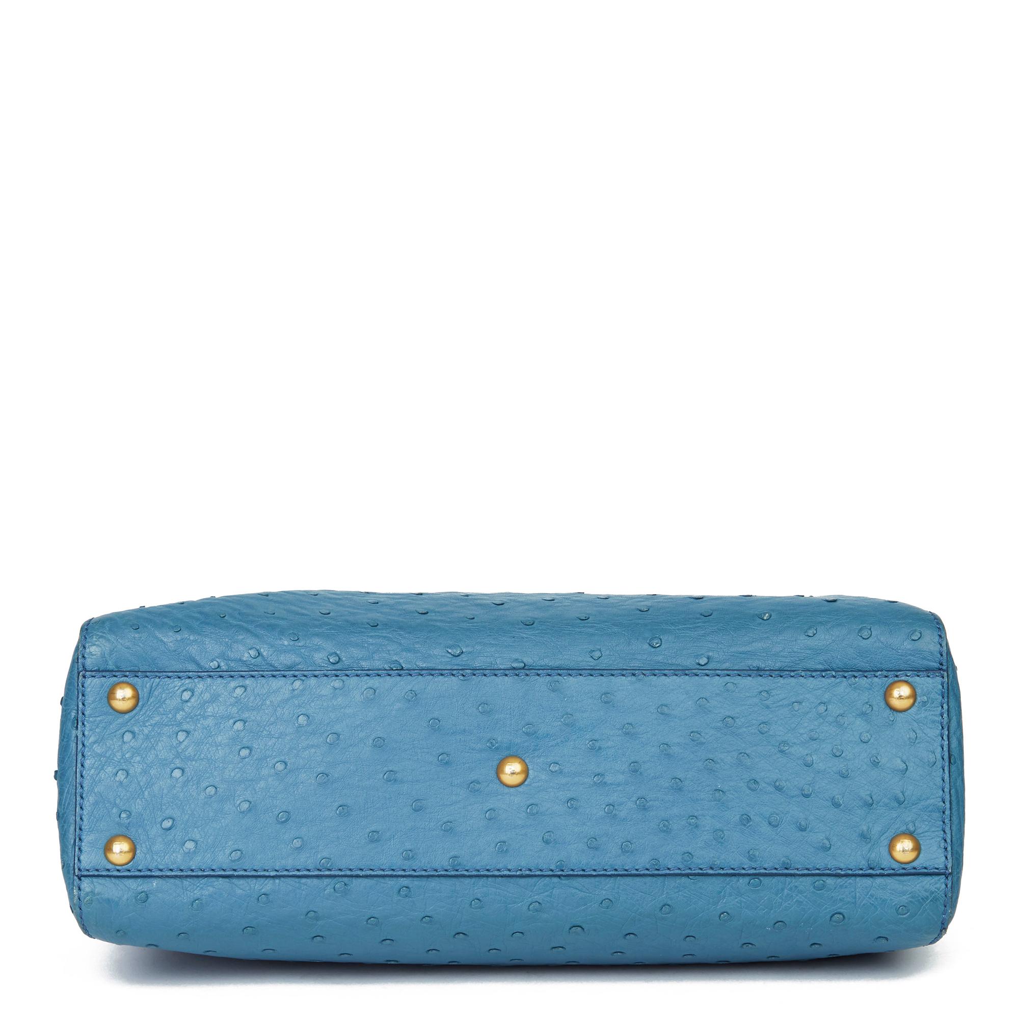 Women's 2000 Fendi Blue Ostrich Leather Small Peekaboo