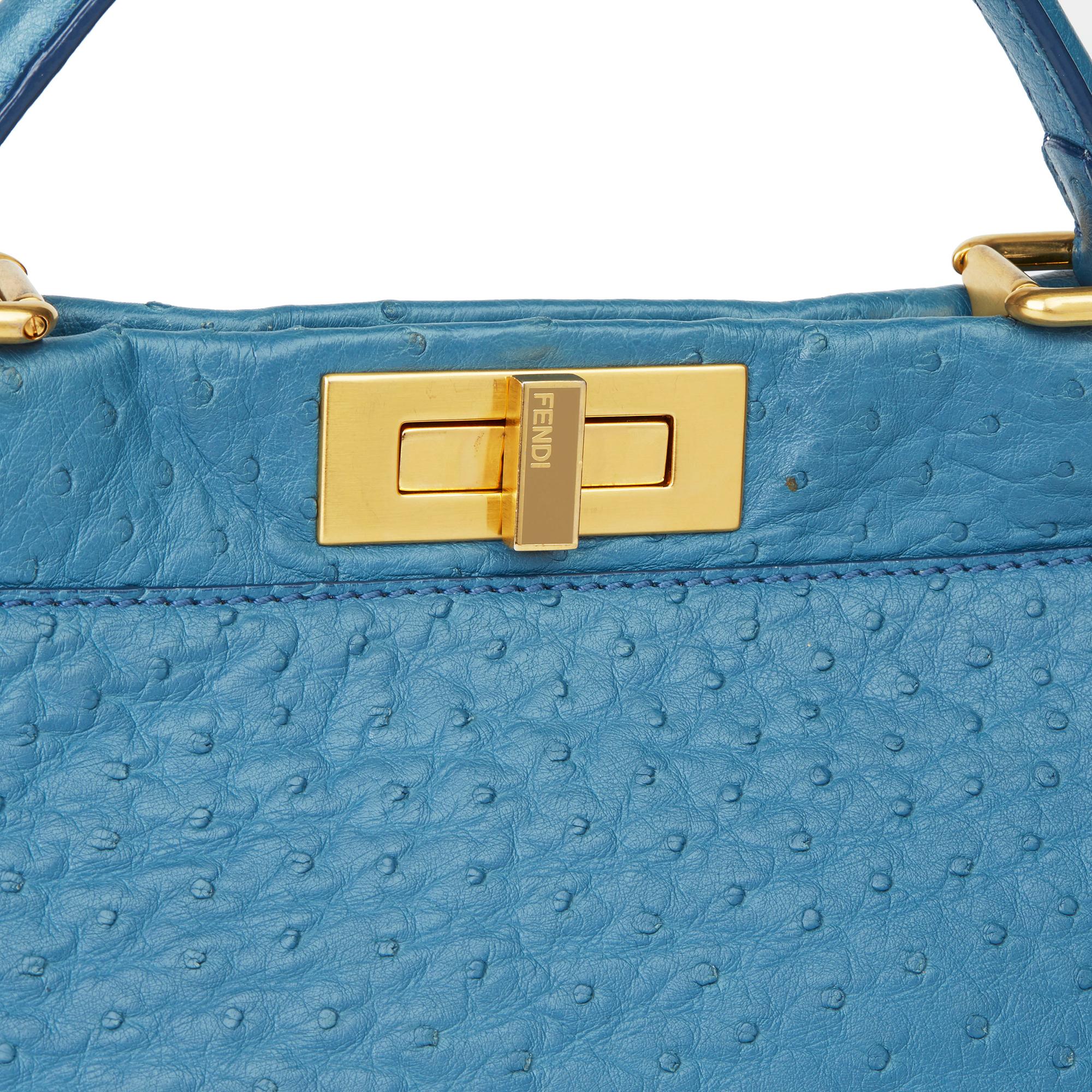 2000 Fendi Blue Ostrich Leather Small Peekaboo 1