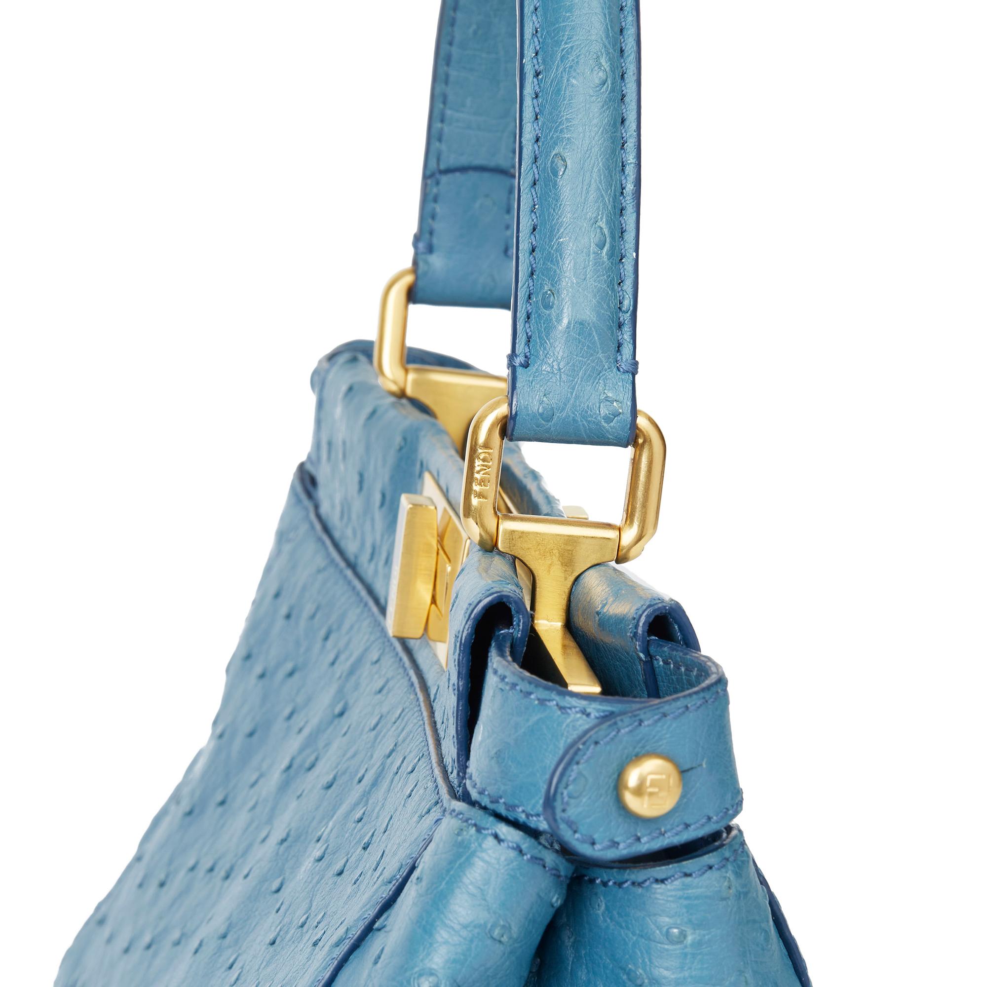 2000 Fendi Blue Ostrich Leather Small Peekaboo 2