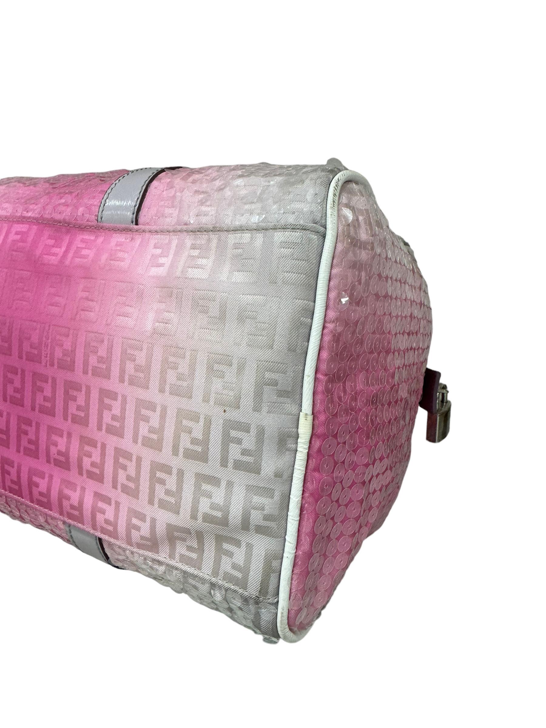 2000 Fendi Boston Sequins Pink Top Handle Bag 6