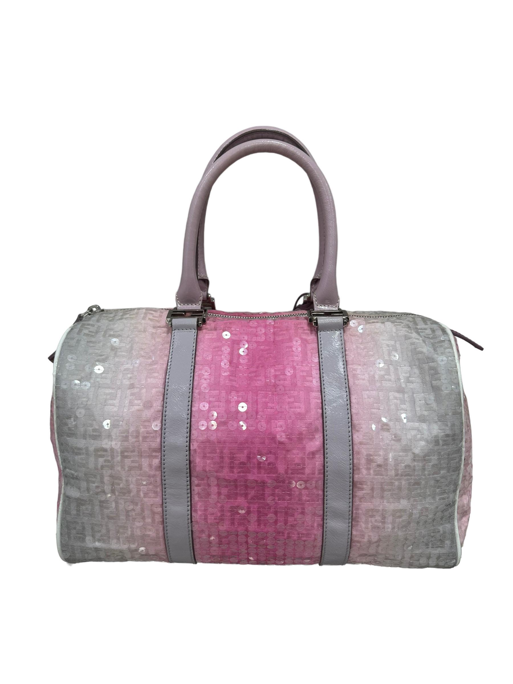 2000 Fendi Boston Sequins Pink Top Handle Bag In Good Condition In Torre Del Greco, IT