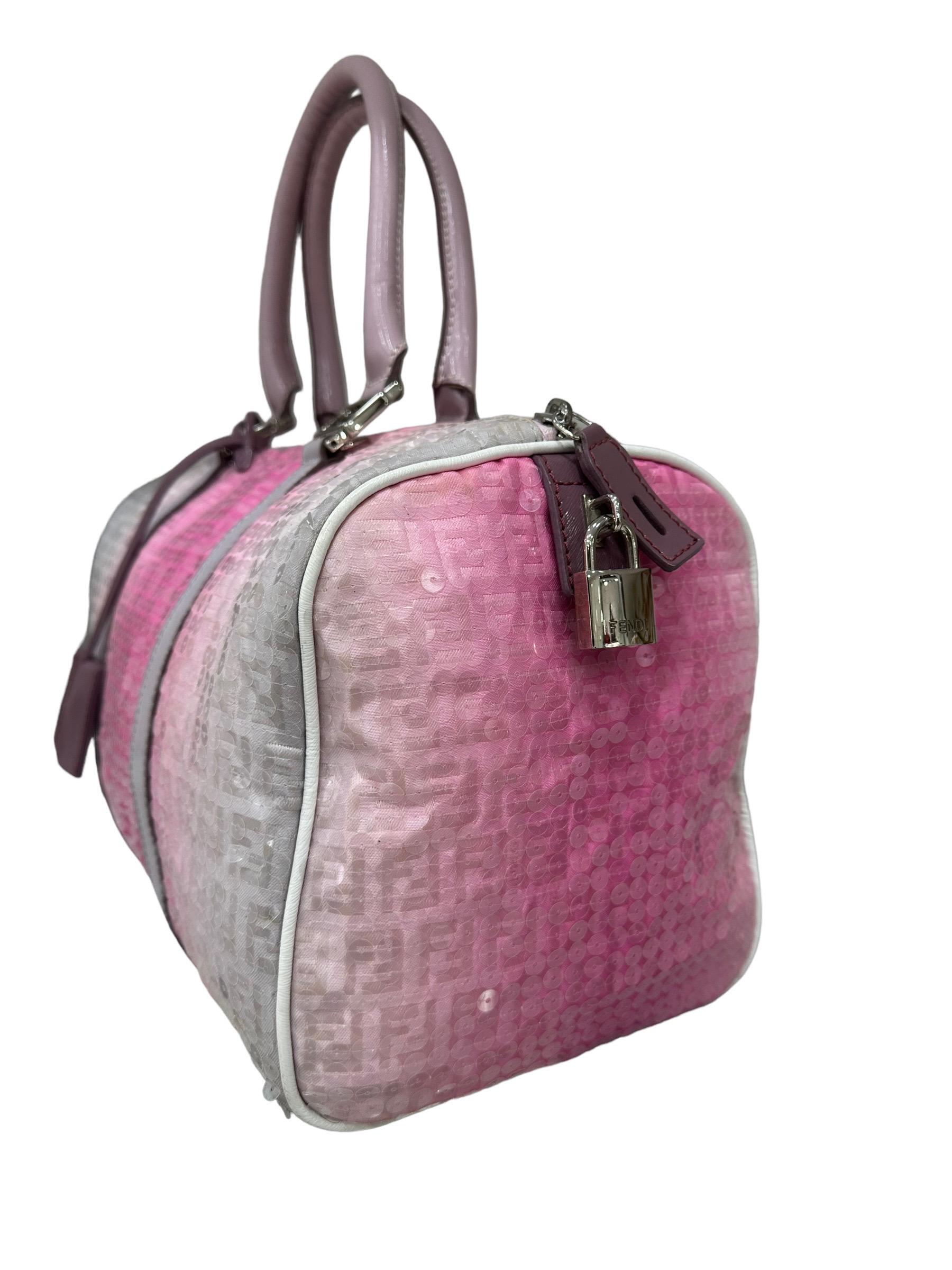 Women's 2000 Fendi Boston Sequins Pink Top Handle Bag