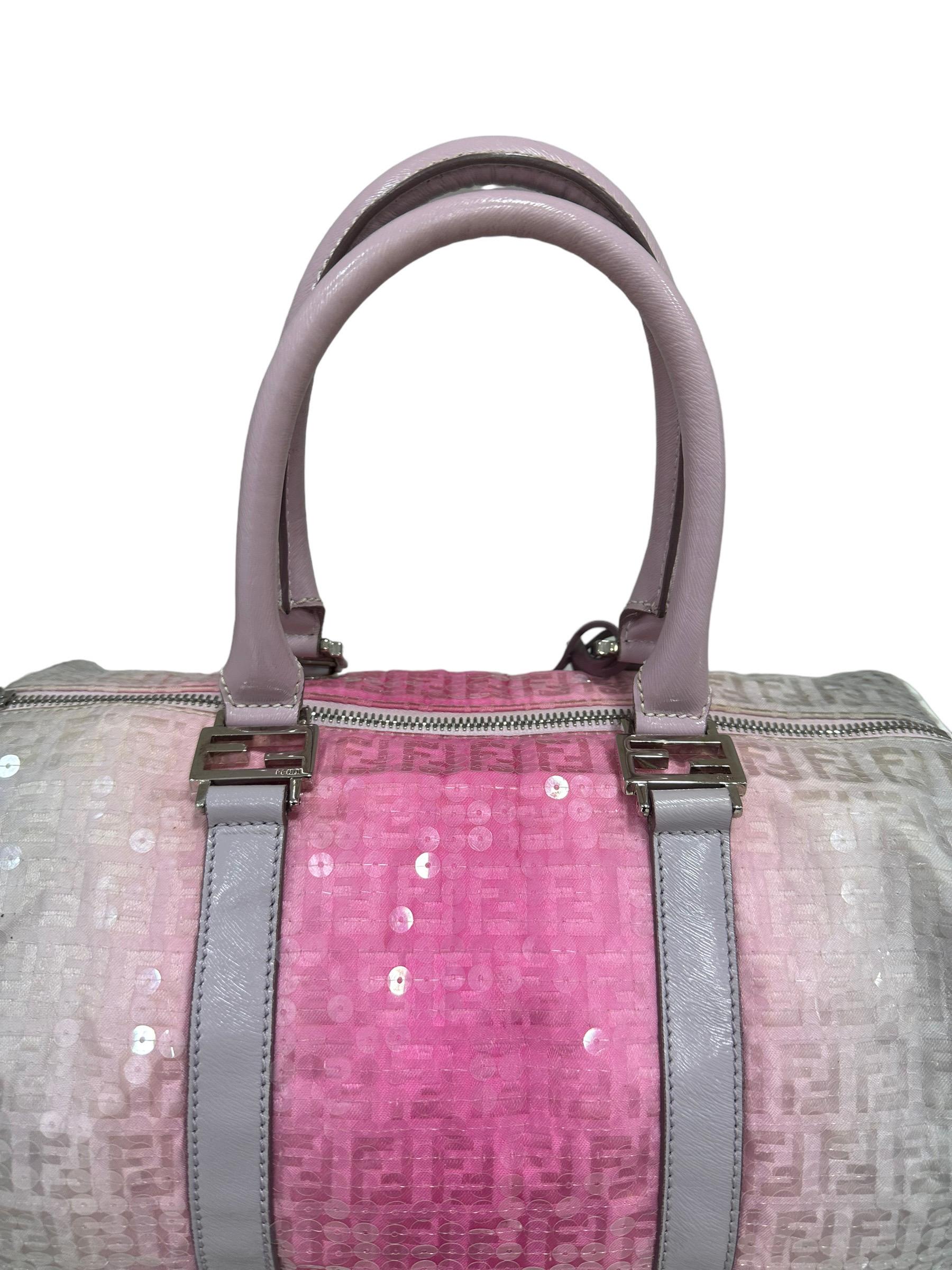 2000 Fendi Boston Sequins Pink Top Handle Bag 1