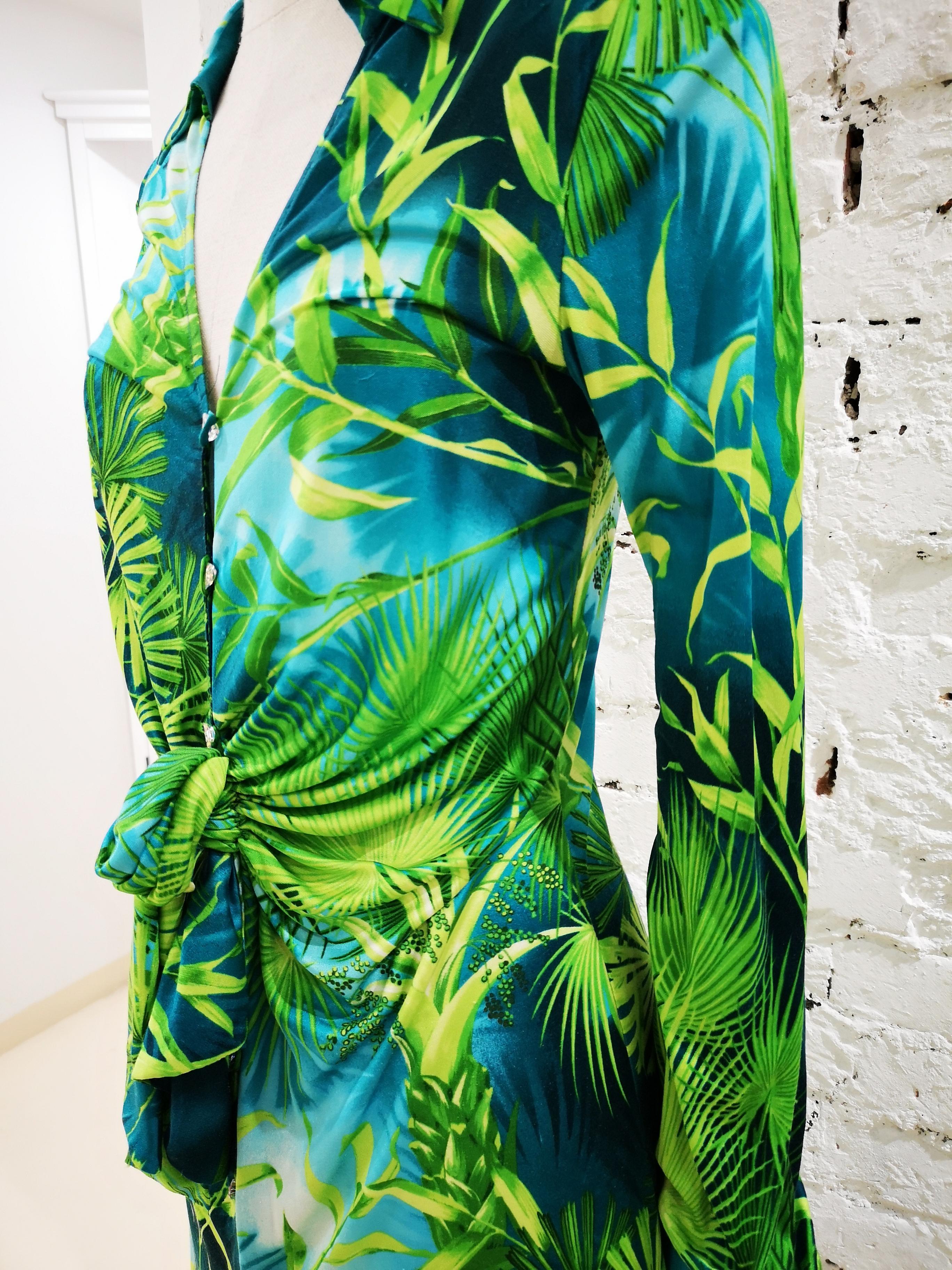 2000 Gianni Versace J. Lo Silk Jungle Dress  5