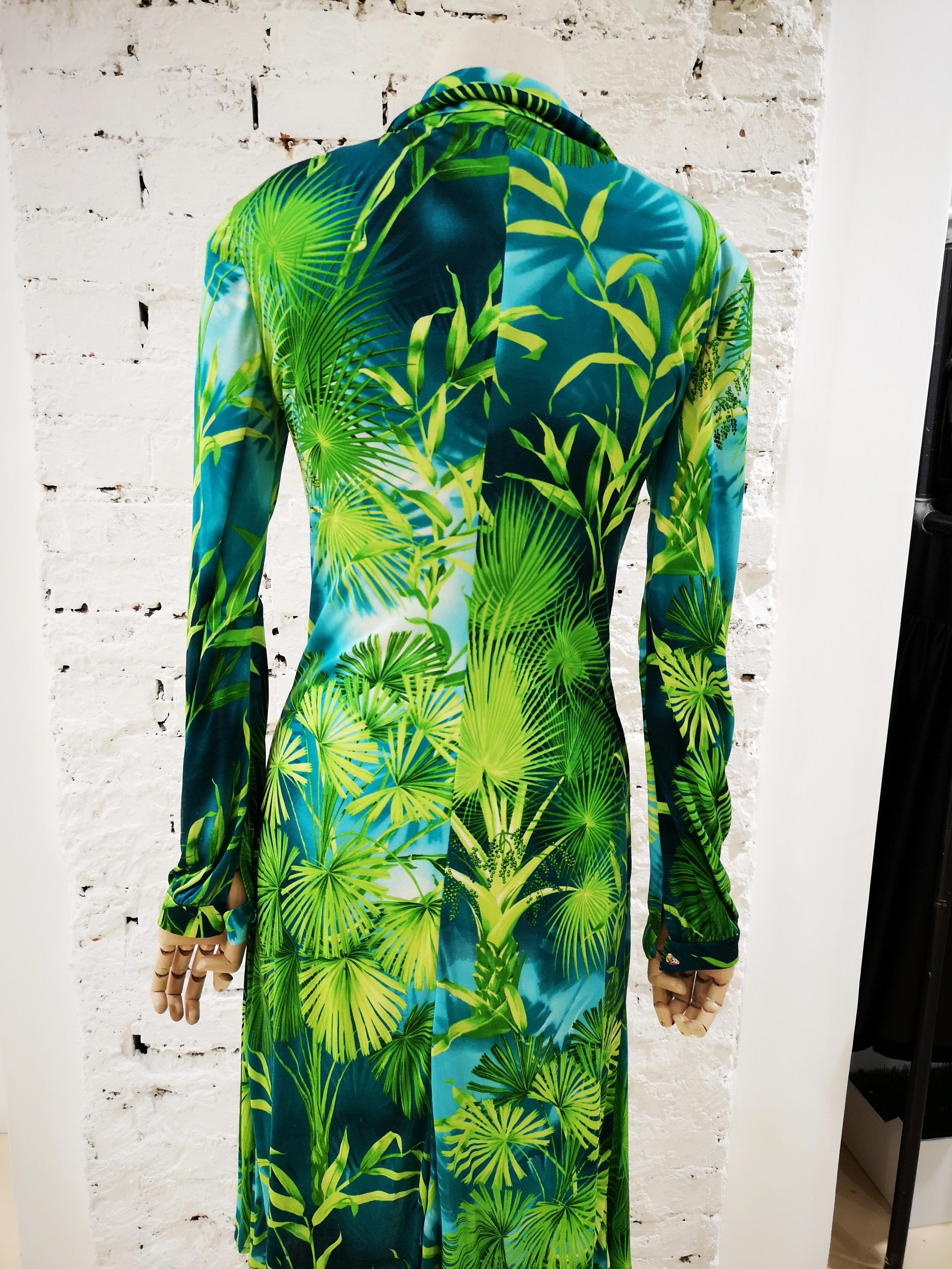 2000 Gianni Versace J. Lo Silk Jungle Dress  6