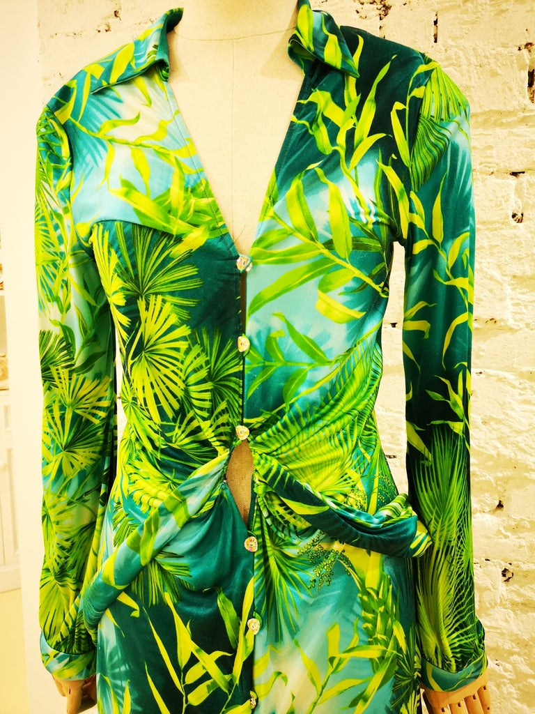2000 Gianni Versace J. Lo Silk Jungle Dress at 1stDibs