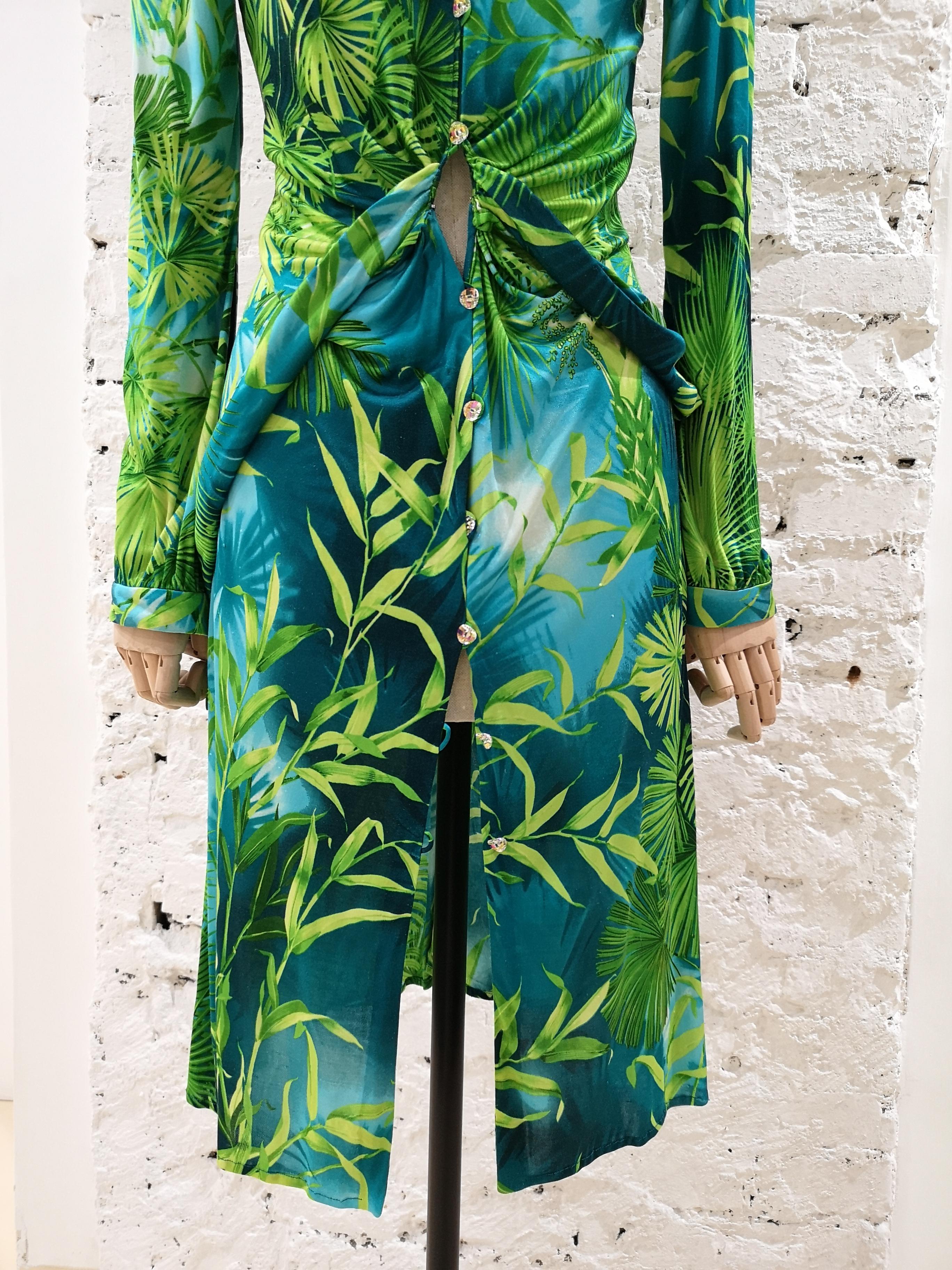 2000 Gianni Versace J. Lo Silk Jungle Dress  11