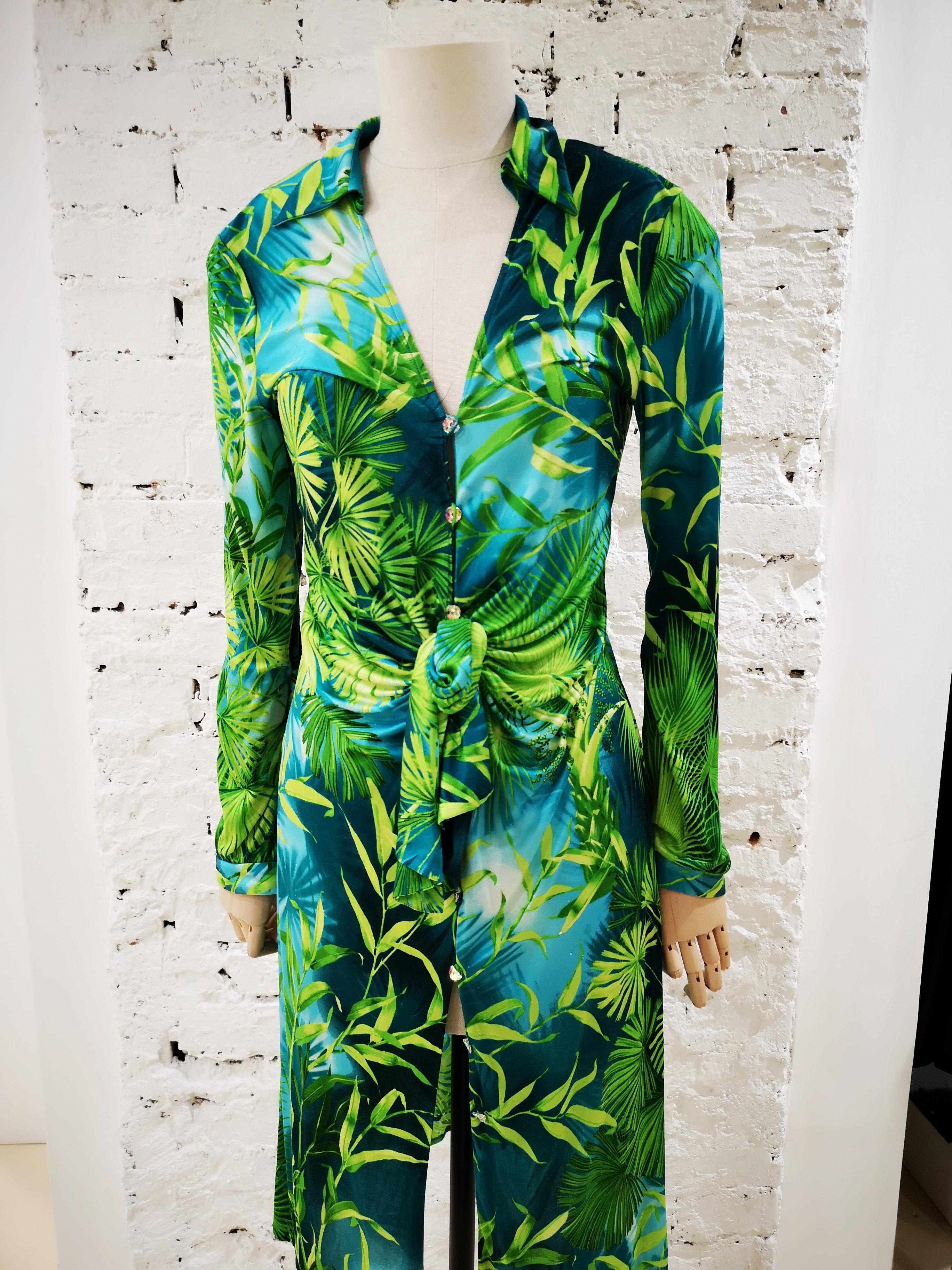 2000 Gianni Versace J. Lo Silk Jungle Dress  In Good Condition In Capri, IT