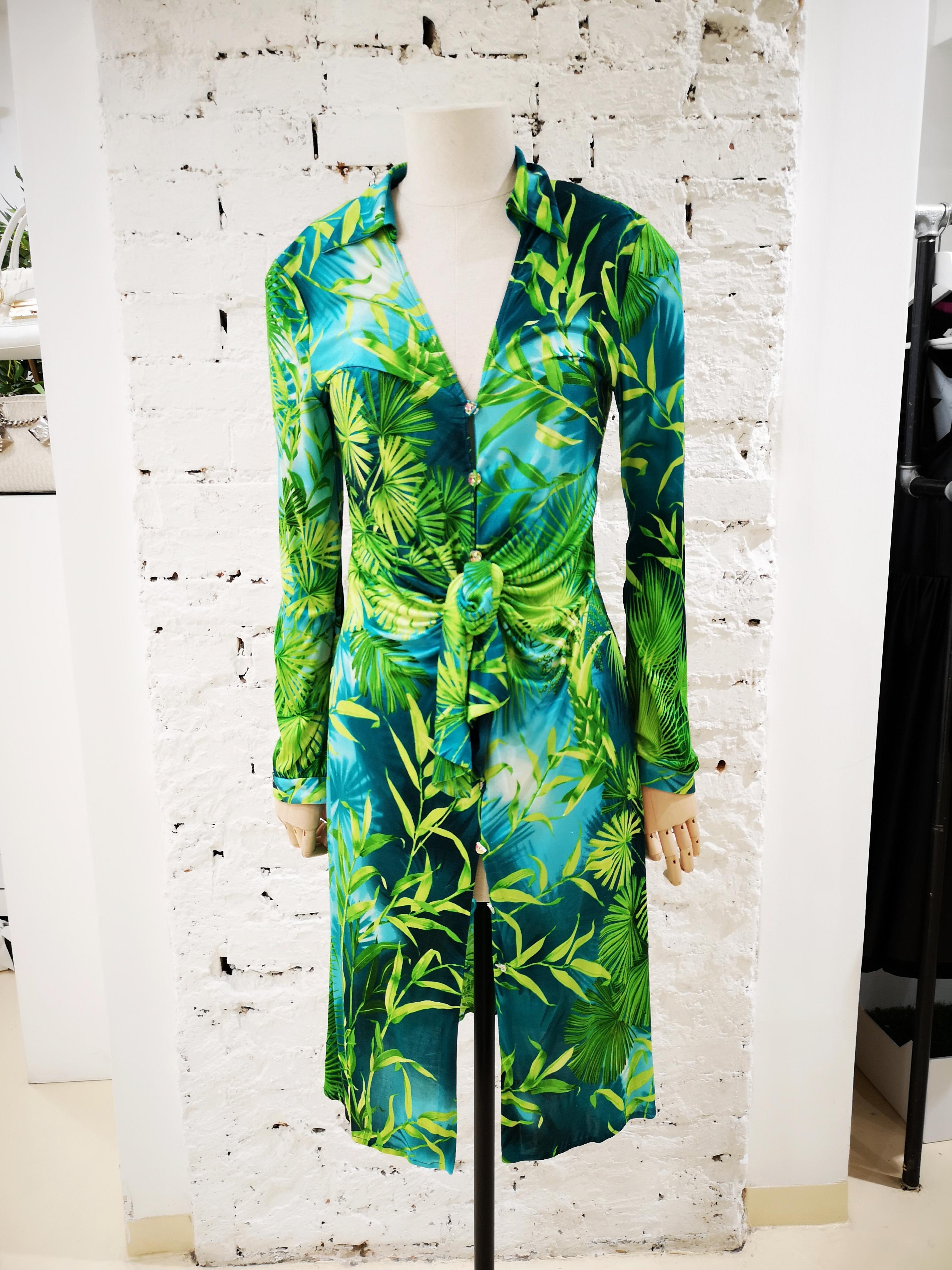 2000 Gianni Versace J. Lo Silk Jungle Dress  1