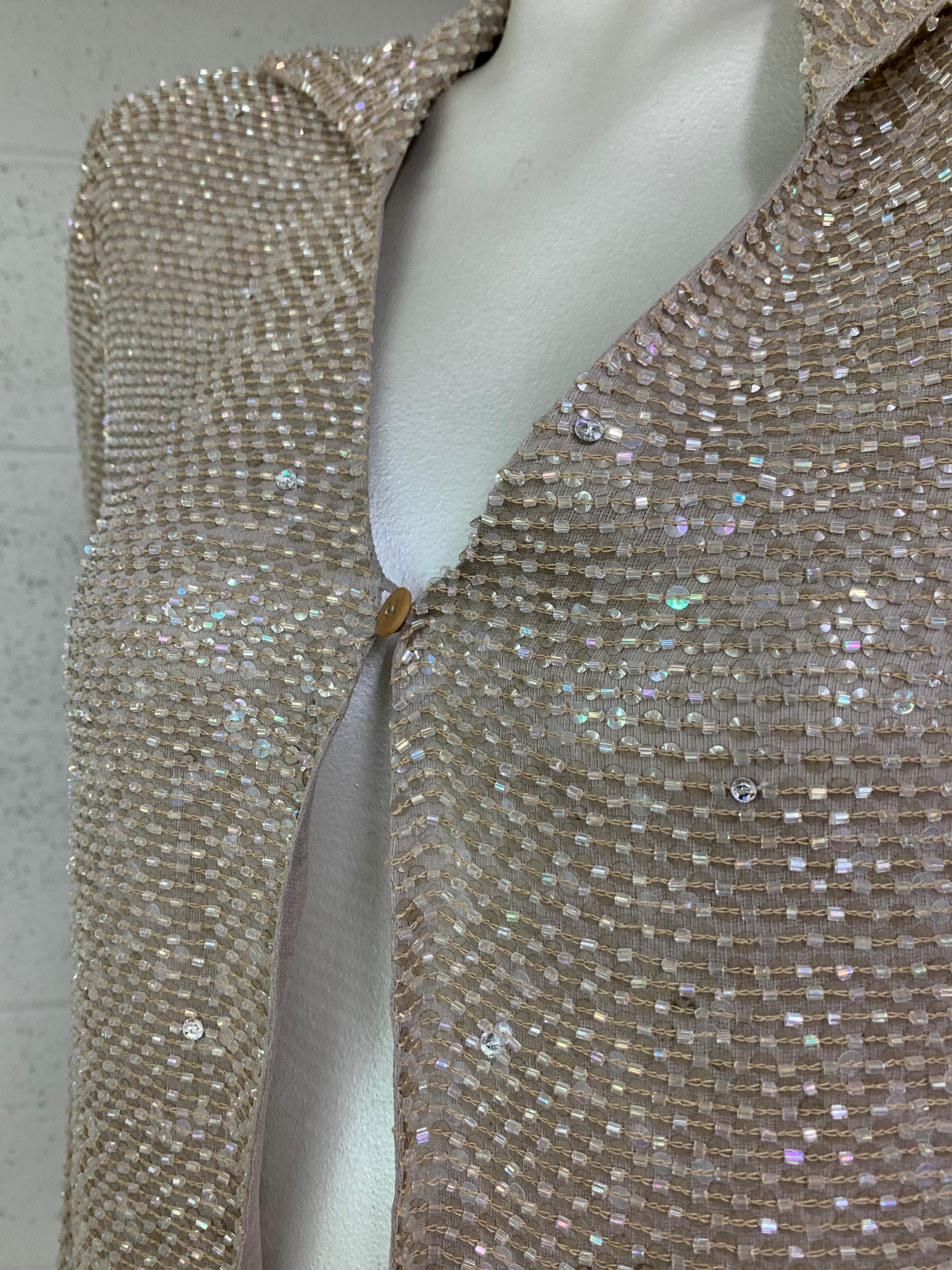 2000 Giorgio Armani Dusty Rose Beaded and Sequined Silk Jacket In New Condition In Gresham, OR