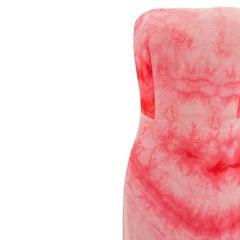 2000 Giorgio Armani Red Tie-Dye Chiffon Overlay Strapless Gown