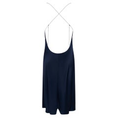 2000 Gucci by Tom Ford Dark Navy Silk Satin Backless Chain Slip Dress IT42