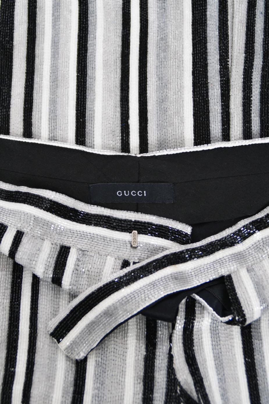 2000 Gucci by Tom Ford Documented Runway Campaign Fully-Beaded Striped Pants For Sale 11