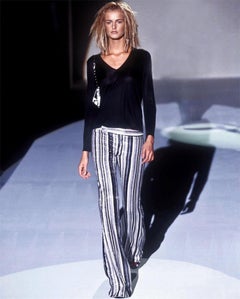 2000 Gucci by Tom Ford Documented Runway Campaign Fully-Beaded Striped Pants