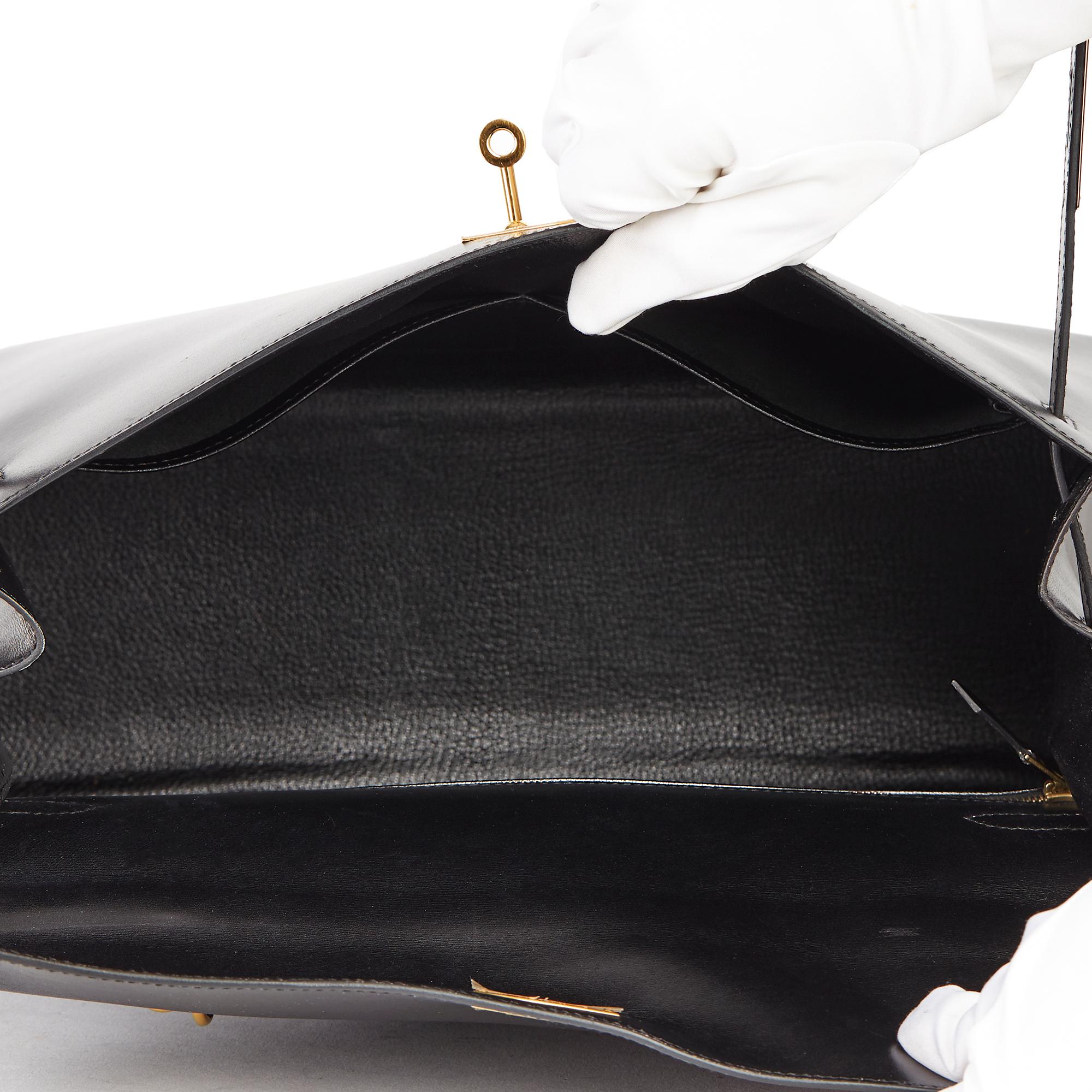 2000 Hermès Black Box Calf Leather Vintage Kelly 35cm Sellier 6