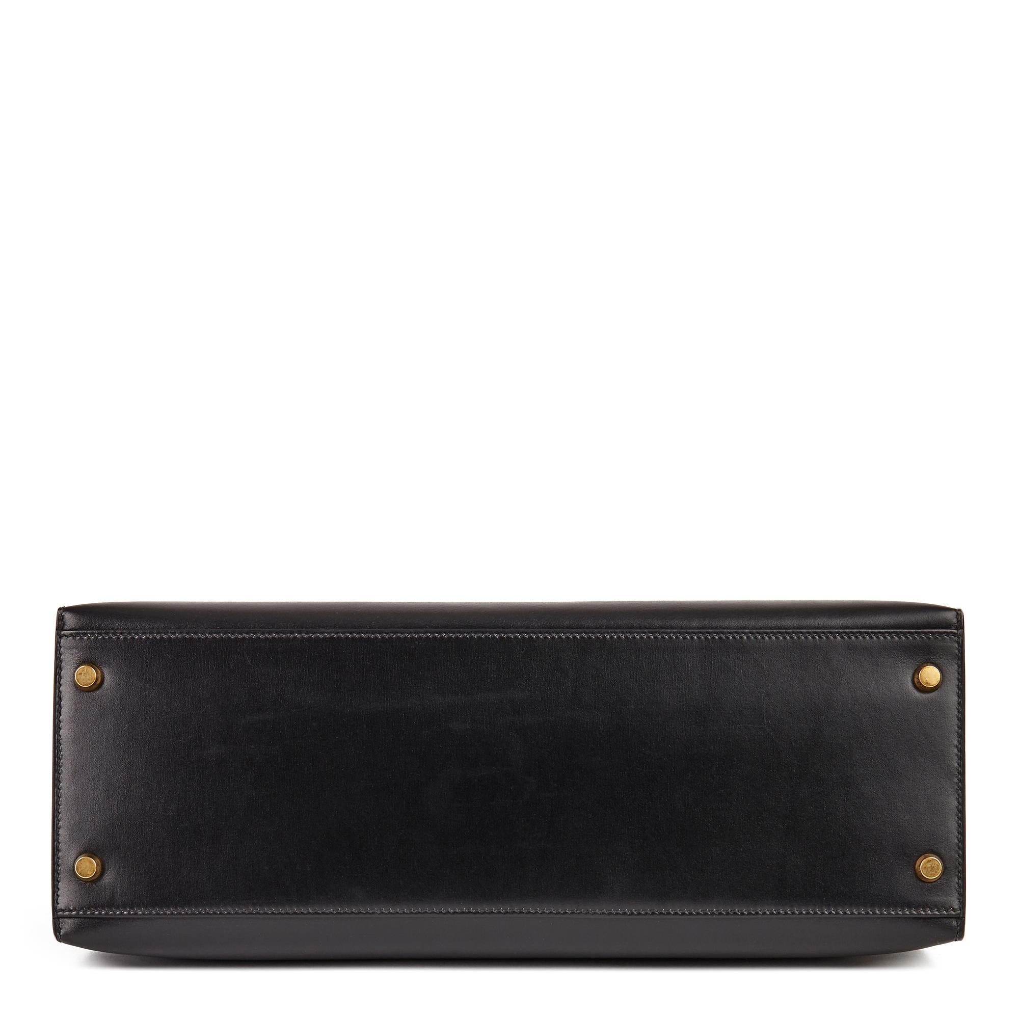 2000 Hermès Black Box Calf Leather Vintage Kelly 35cm Sellier 2