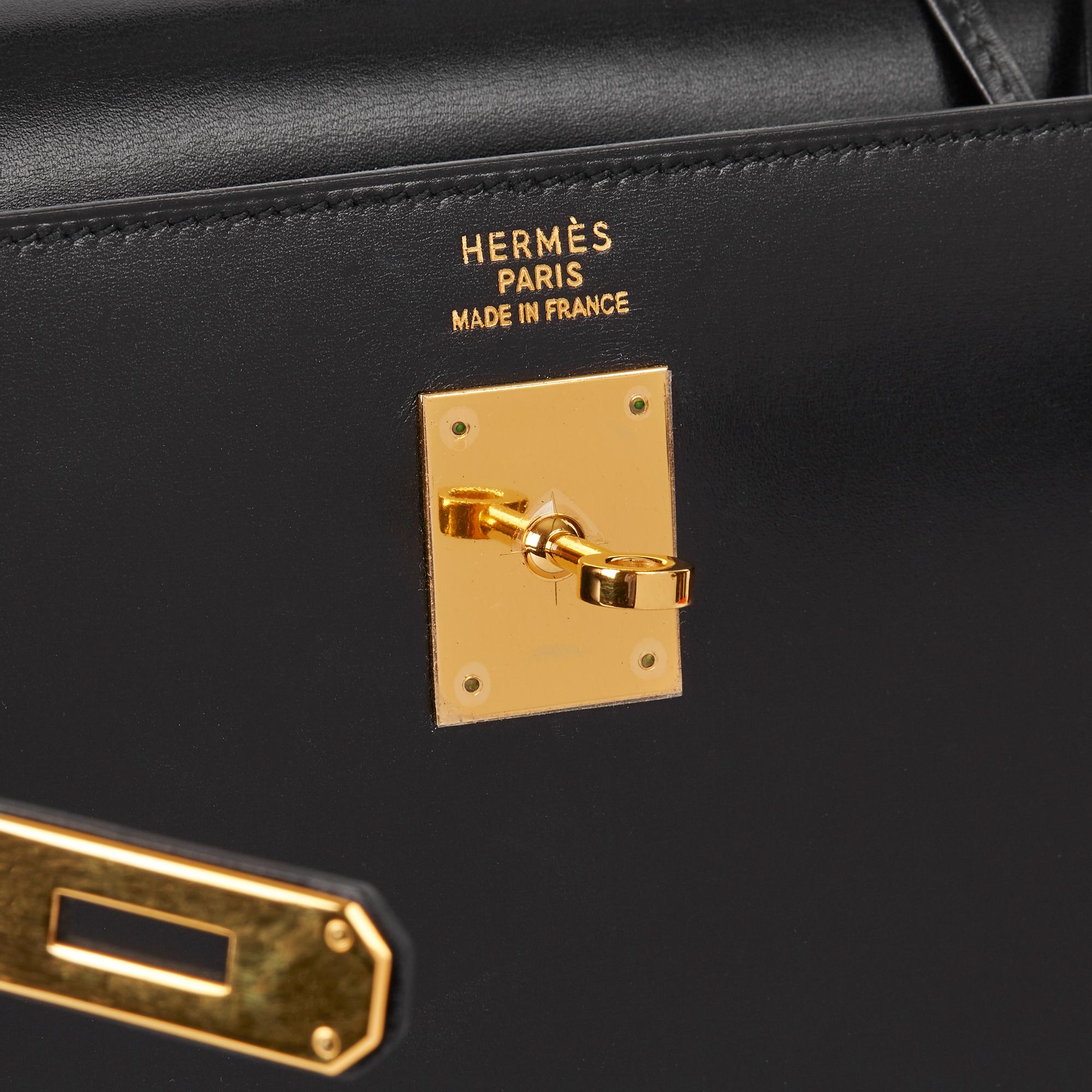 2000 Hermès Black Box Calf Leather Vintage Kelly 35cm Sellier 4