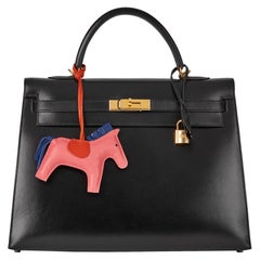 2000 Hermès Black Box Calf Leather Vintage Kelly 35cm Sellier