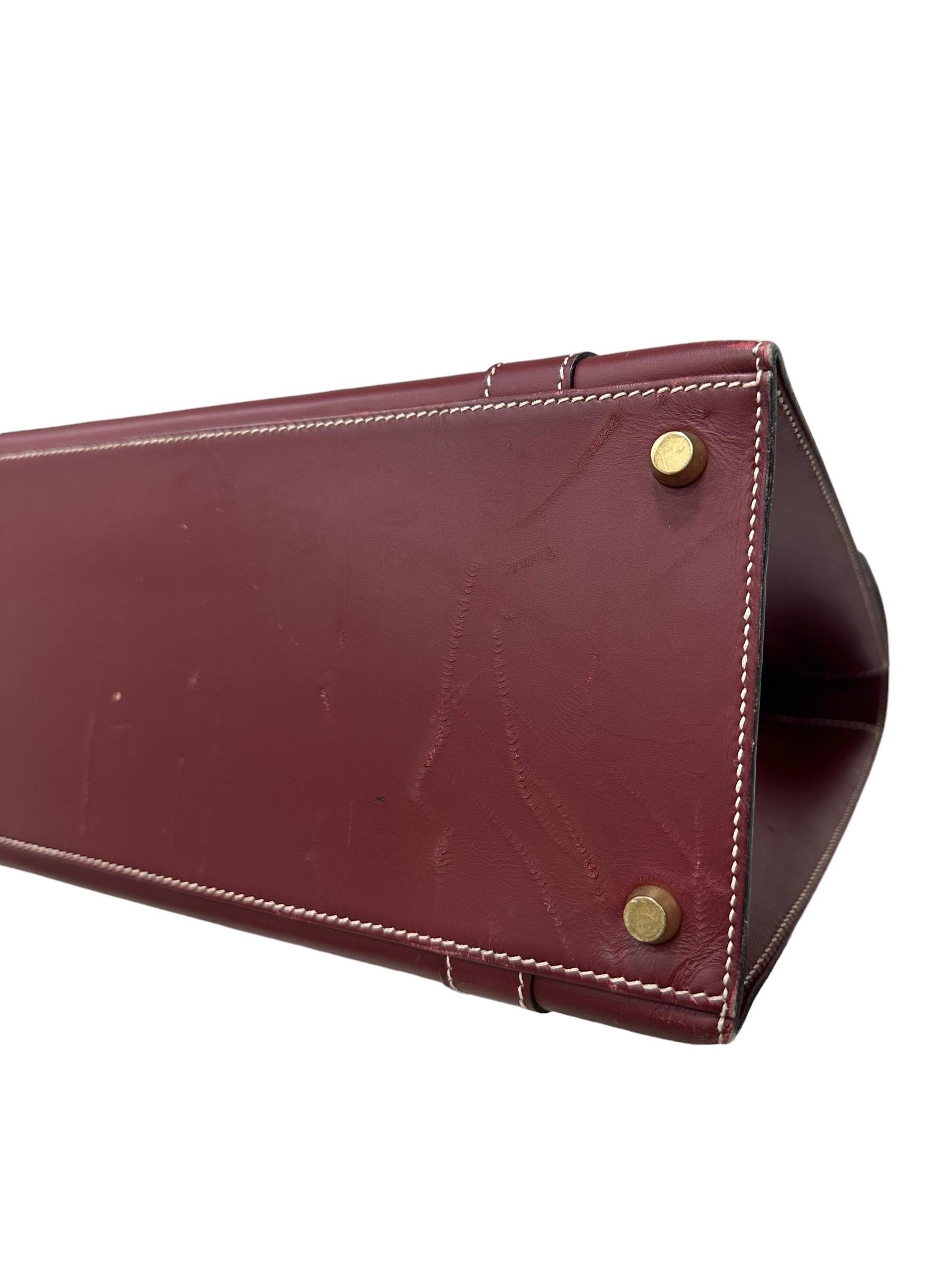 2000 Hermes Drag Bag Box Calf Rouge Rubis Top Handle Bag 7