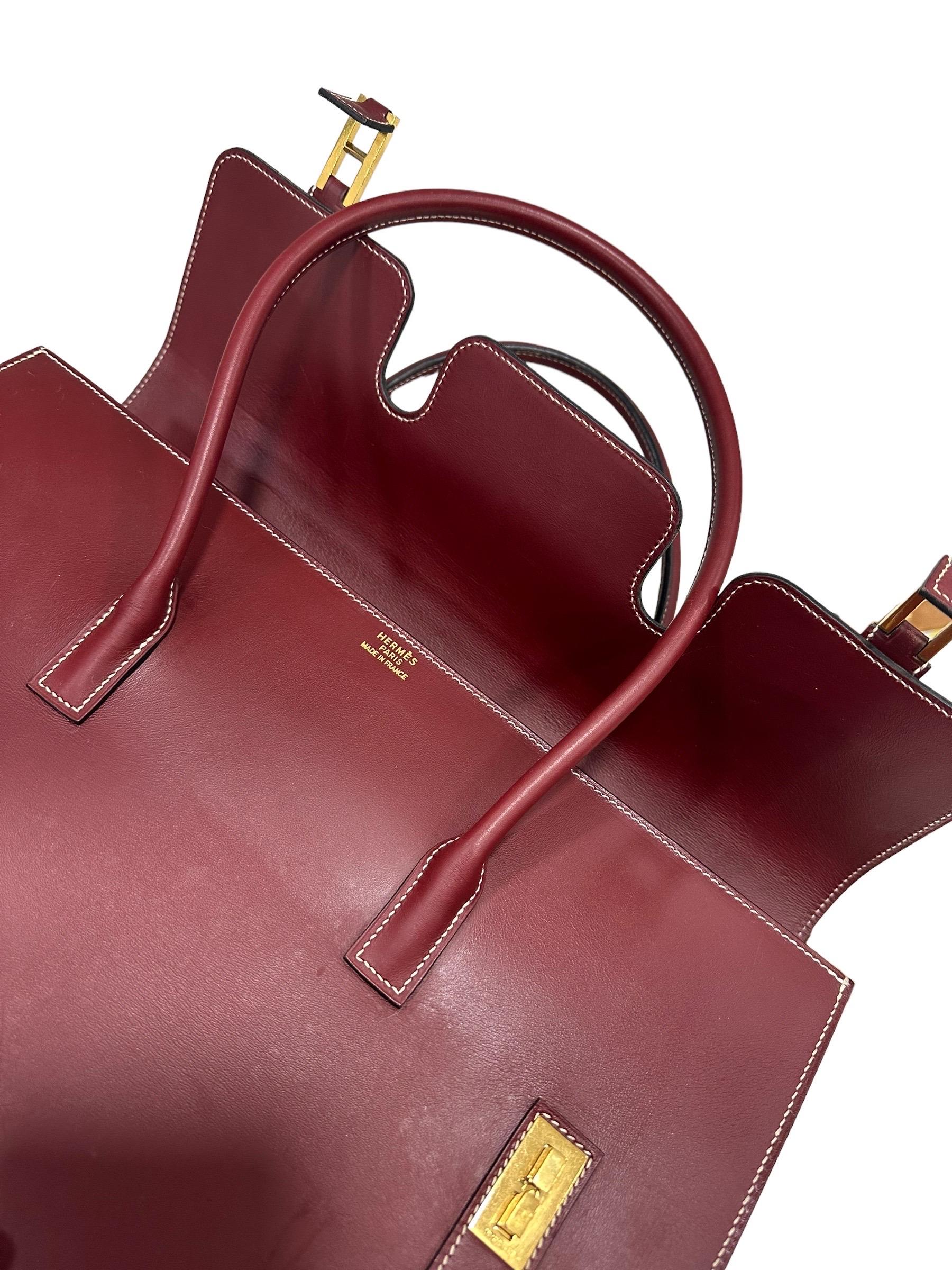 2000 Hermes Drag Bag Box Calf Rouge Rubis Top Handle Bag 8