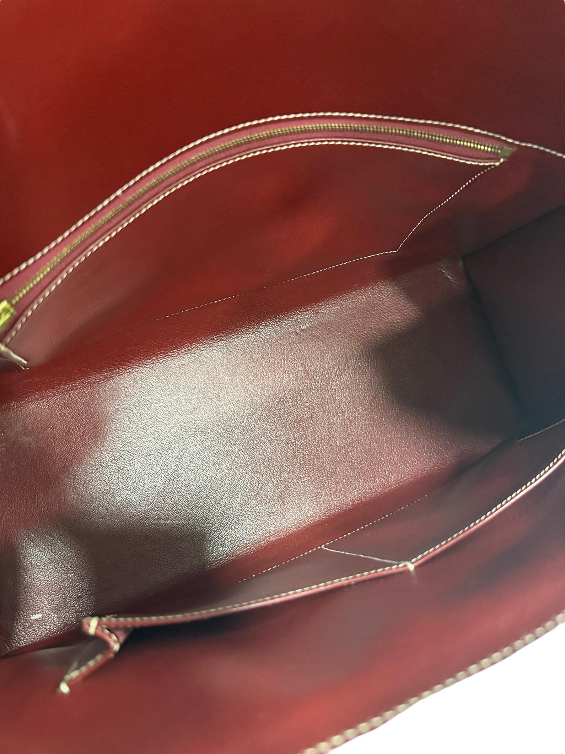 2000 Hermes Drag Bag Box Calf Rouge Rubis Top Handle Bag 9