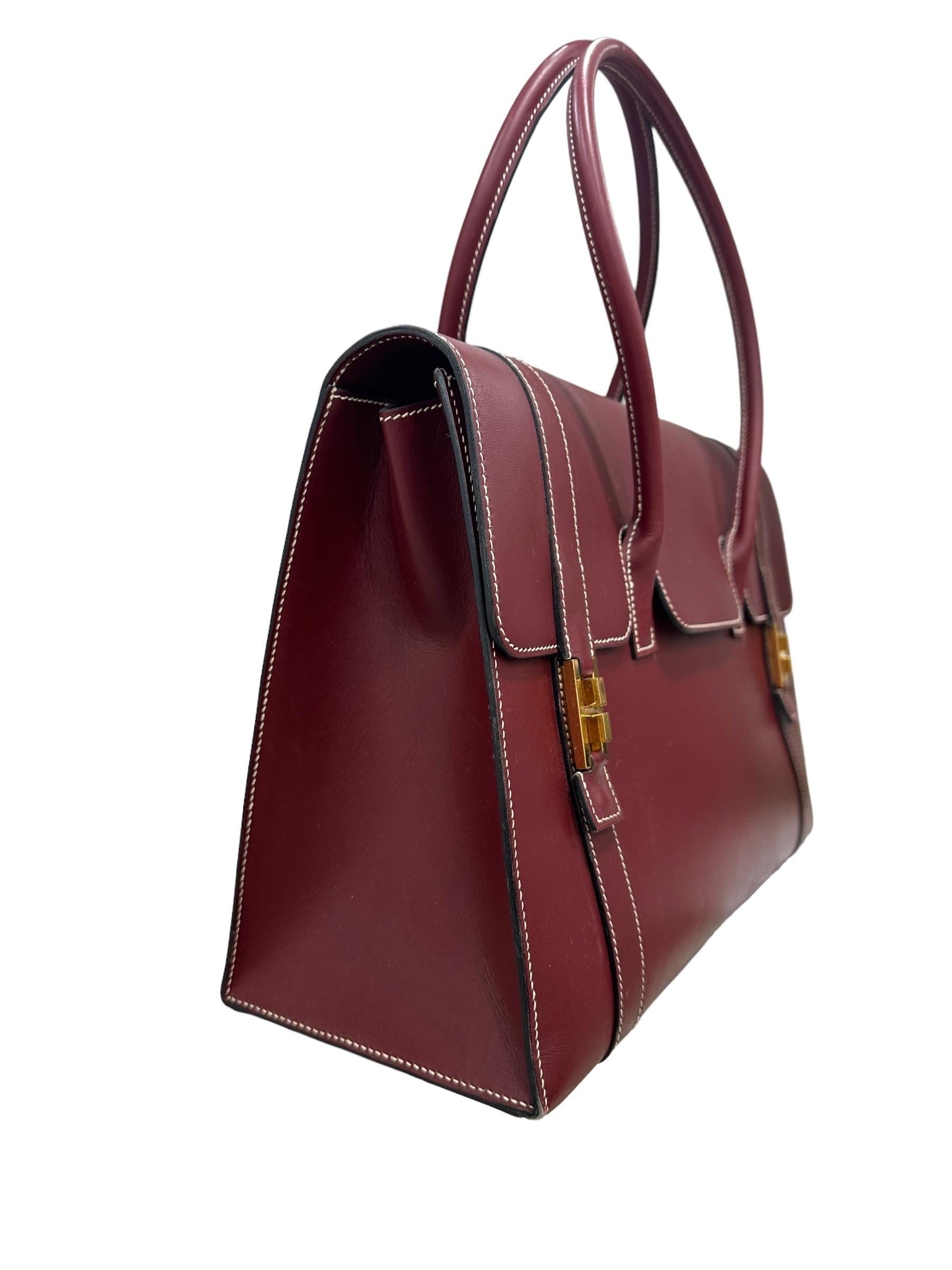 2000 Hermes Drag Bag Box Calf Rouge Rubis Top Handle Bag 1