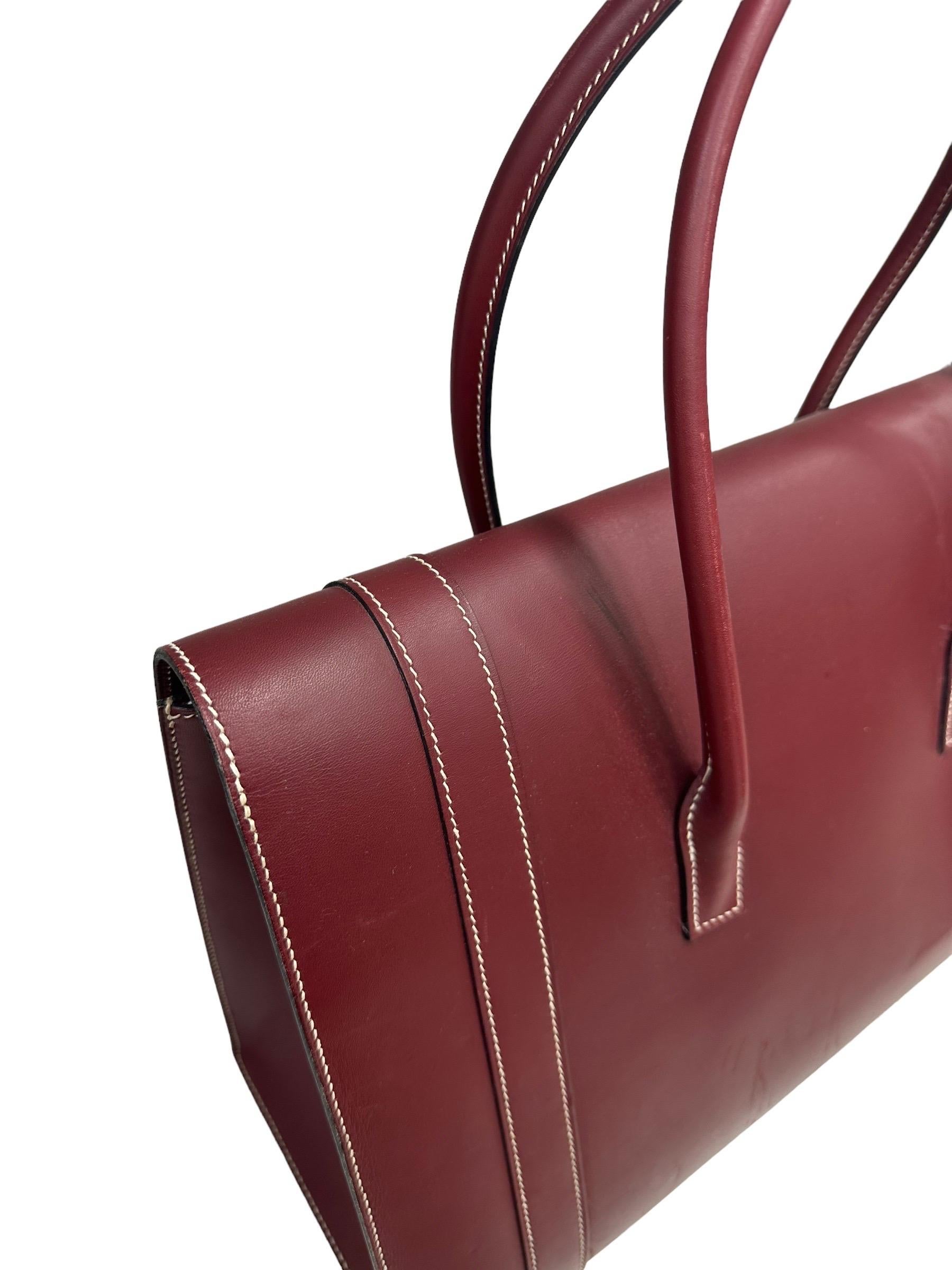 2000 Hermes Drag Bag Box Calf Rouge Rubis Top Handle Bag 3