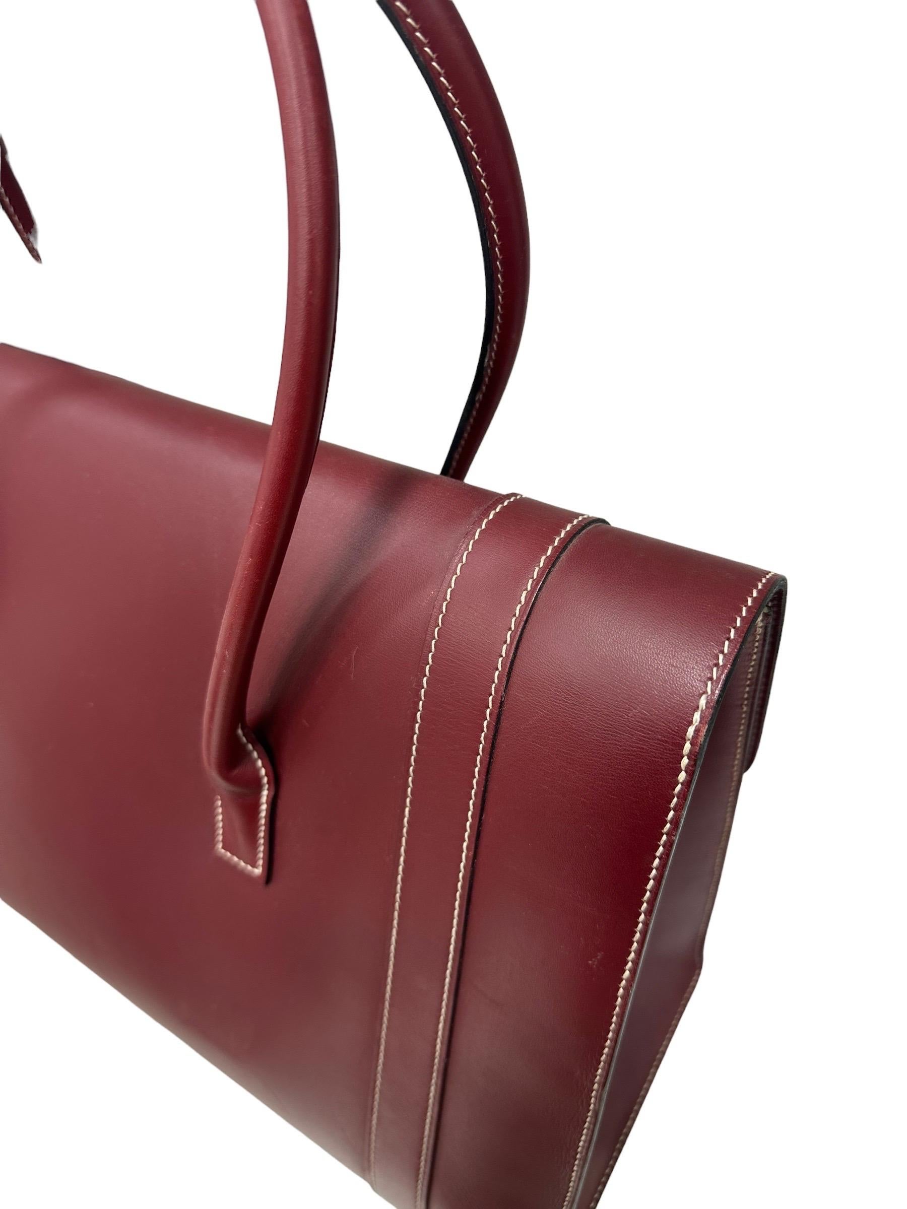 2000 Hermes Drag Bag Box Calf Rouge Rubis Top Handle Bag 4