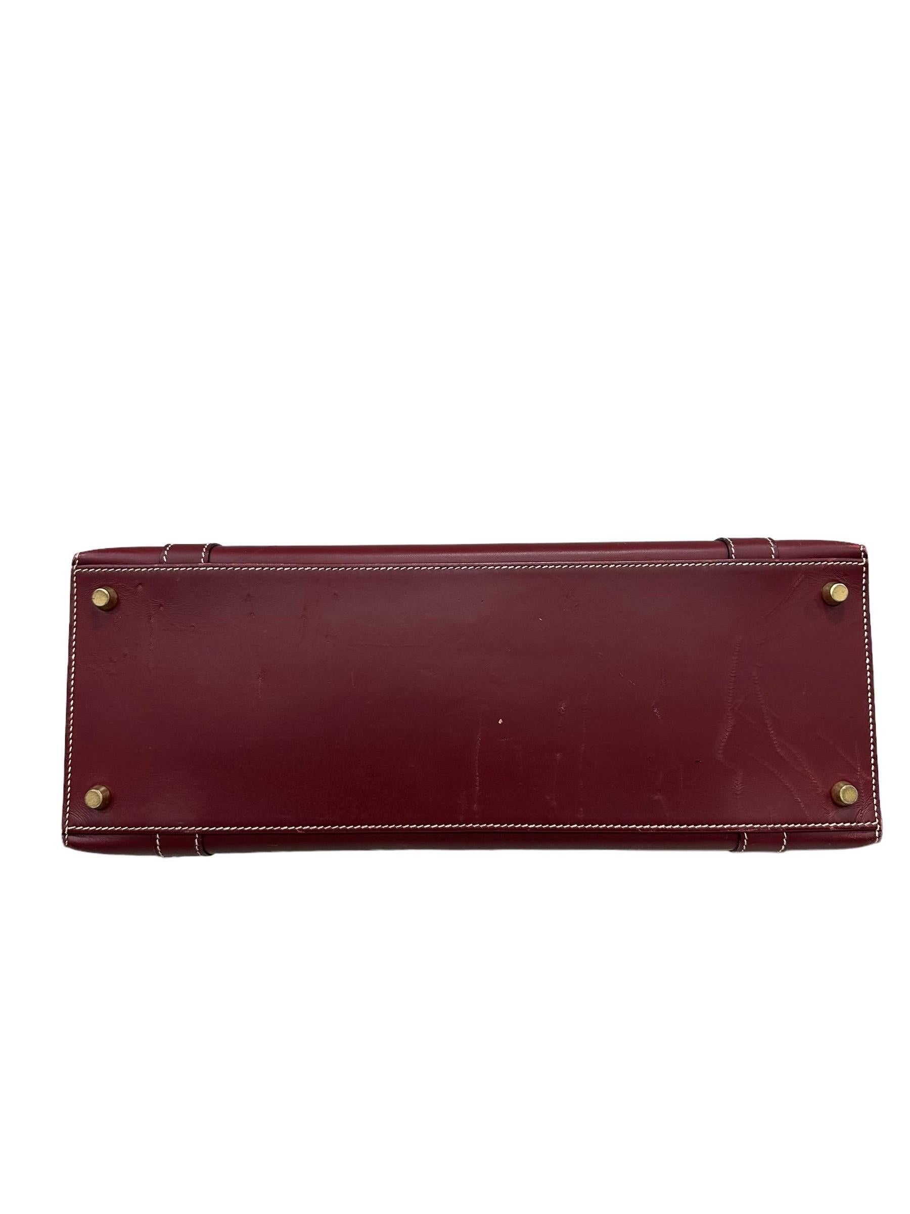 2000 Hermes Drag Bag Box Calf Rouge Rubis Top Handle Bag 5