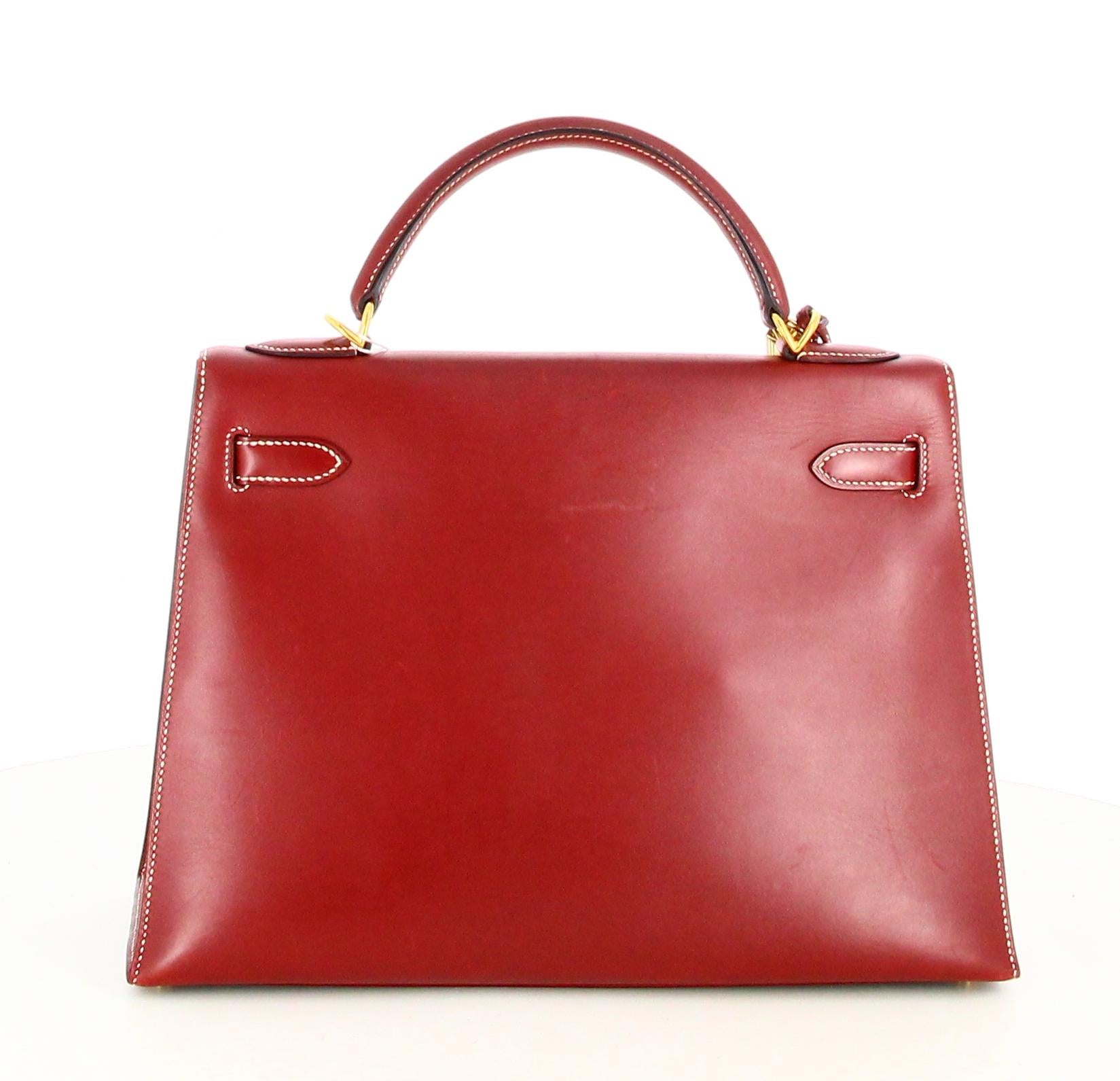 2000 Hermes kelly Sellier 32 in burgundy box leather 1