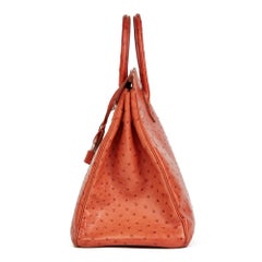 2000 Hermes Tangerine Ostrich Leather Birkin 32cm HAC