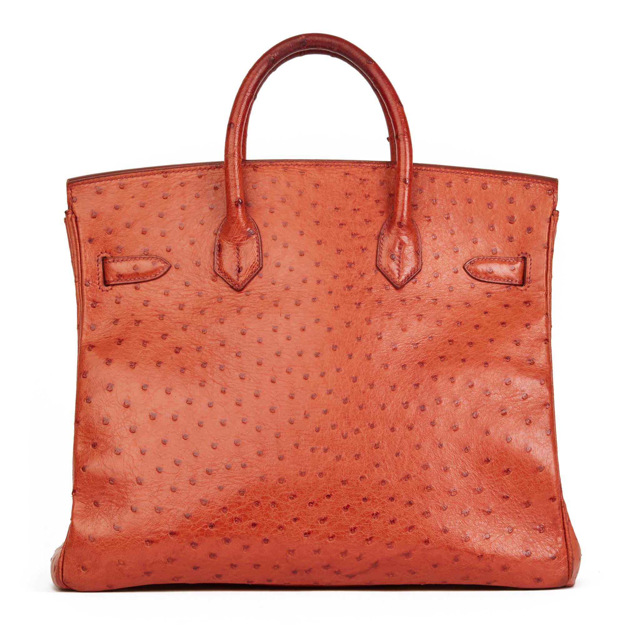 Orange 2000 Hermes Tangerine Ostrich Leather Birkin 32cm HAC