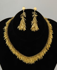 2000 H.Stern Feathers Collection Handcrafted Flexible Earring and Necklace Suite