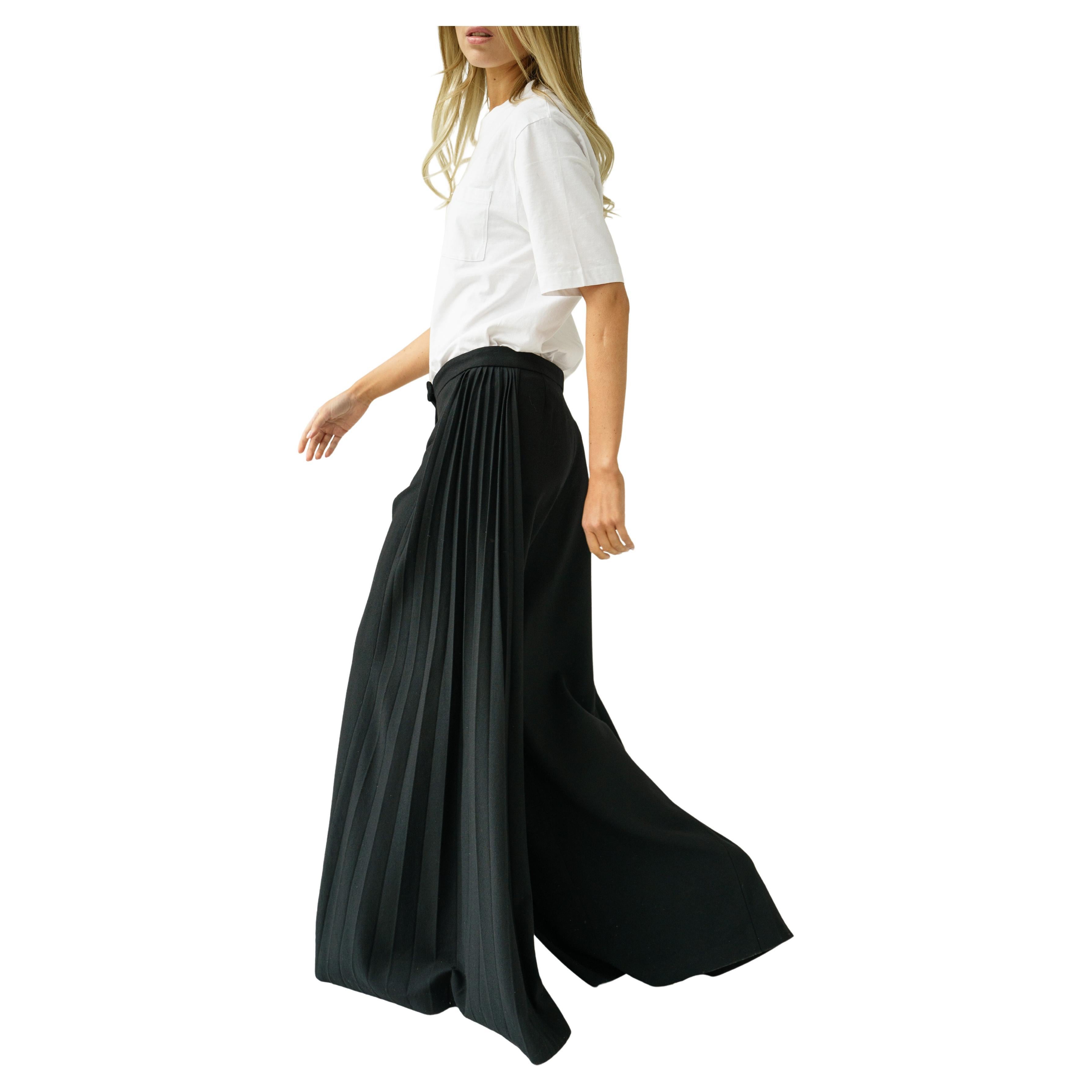 2000 Icône Alexander McQueen pantalon palazzo noir à plis