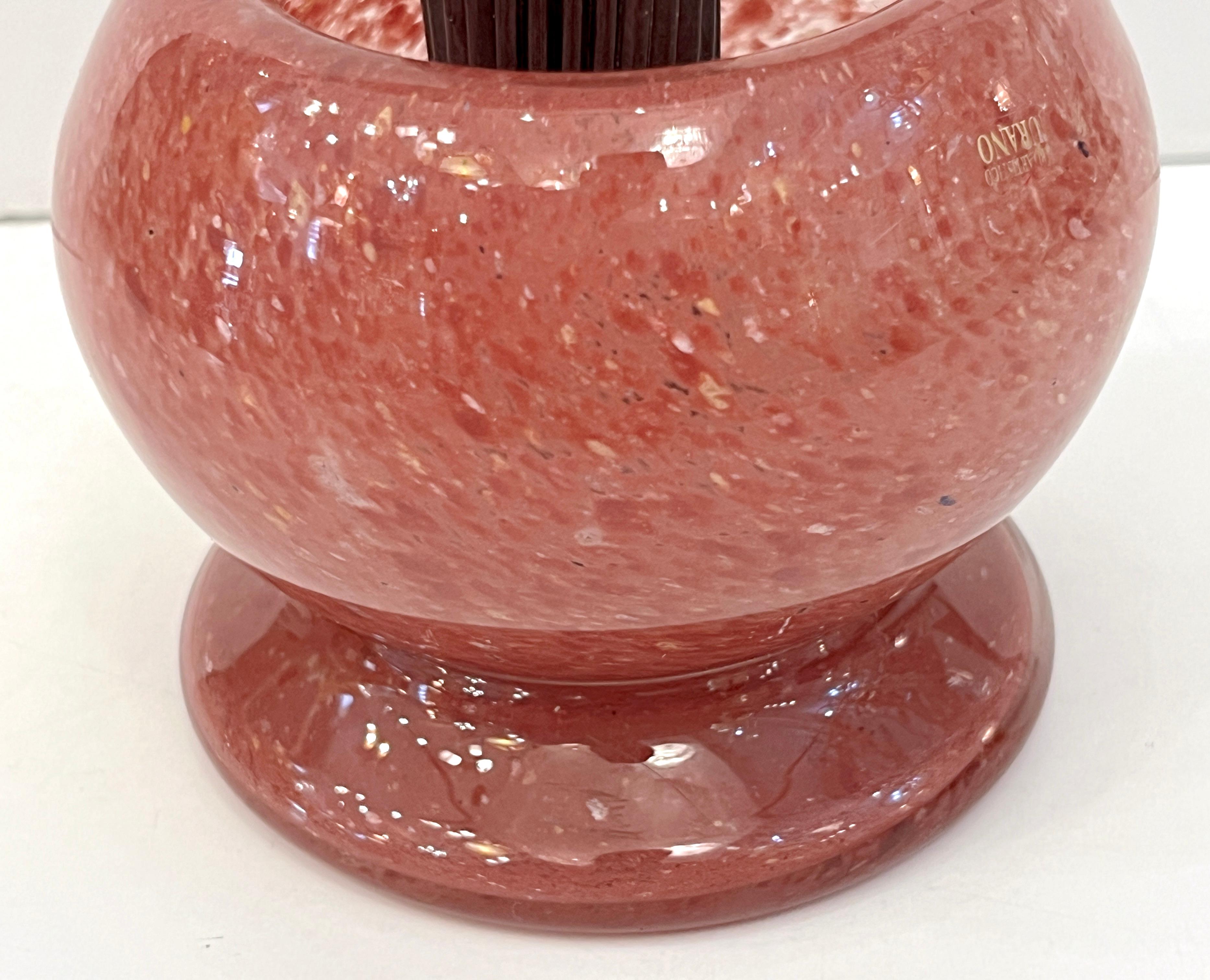 2000 Italian Dark Purple Murano Art Glass Artichoke Flower Plant in Red Pink Pot For Sale 4