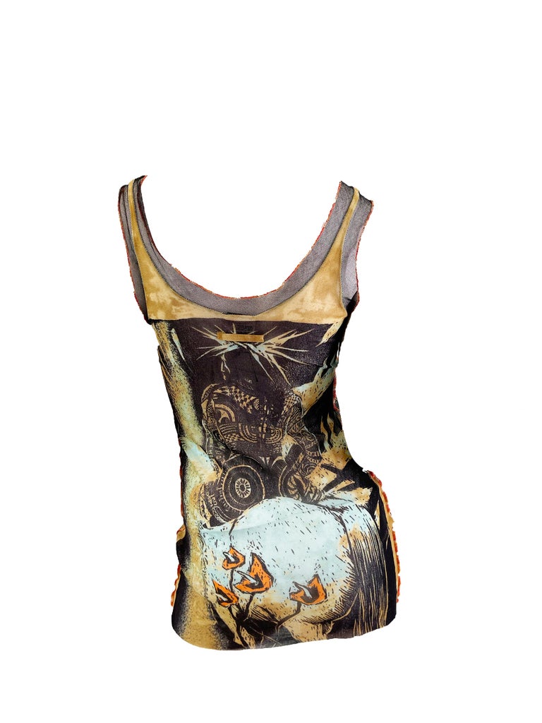 2000 Jean Paul Gaultier Mesh Tank Top and Sleeves at 1stDibs
